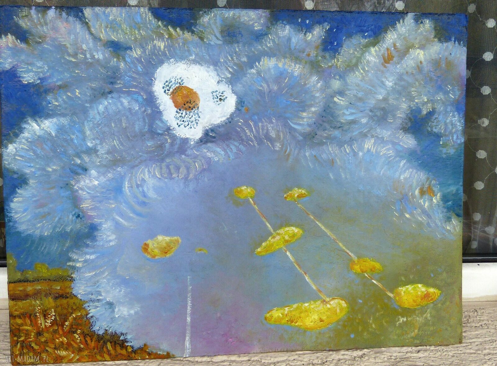 Dziwna chmura - nowoczesny obraz abstrakcyjny na ścianę (55 x 41,5 cm)