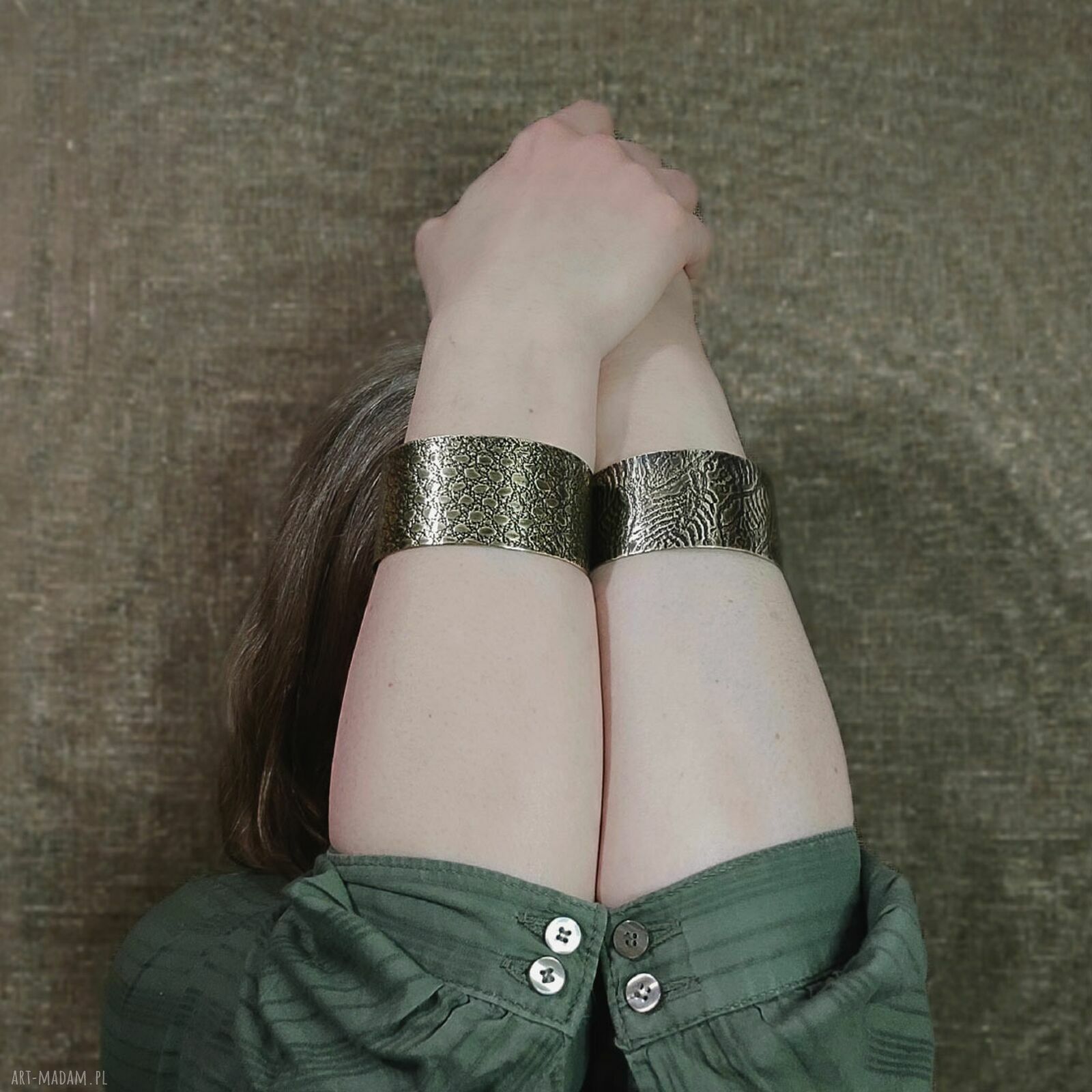 Dżungla - mosiężna bransoletka (2506-06) OOAK