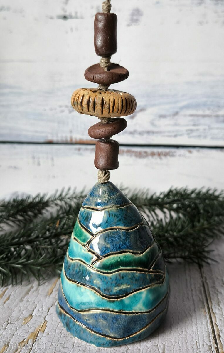 Dzwoneczek z pejzażem - ceramiczna dekoracja wisząca handmade