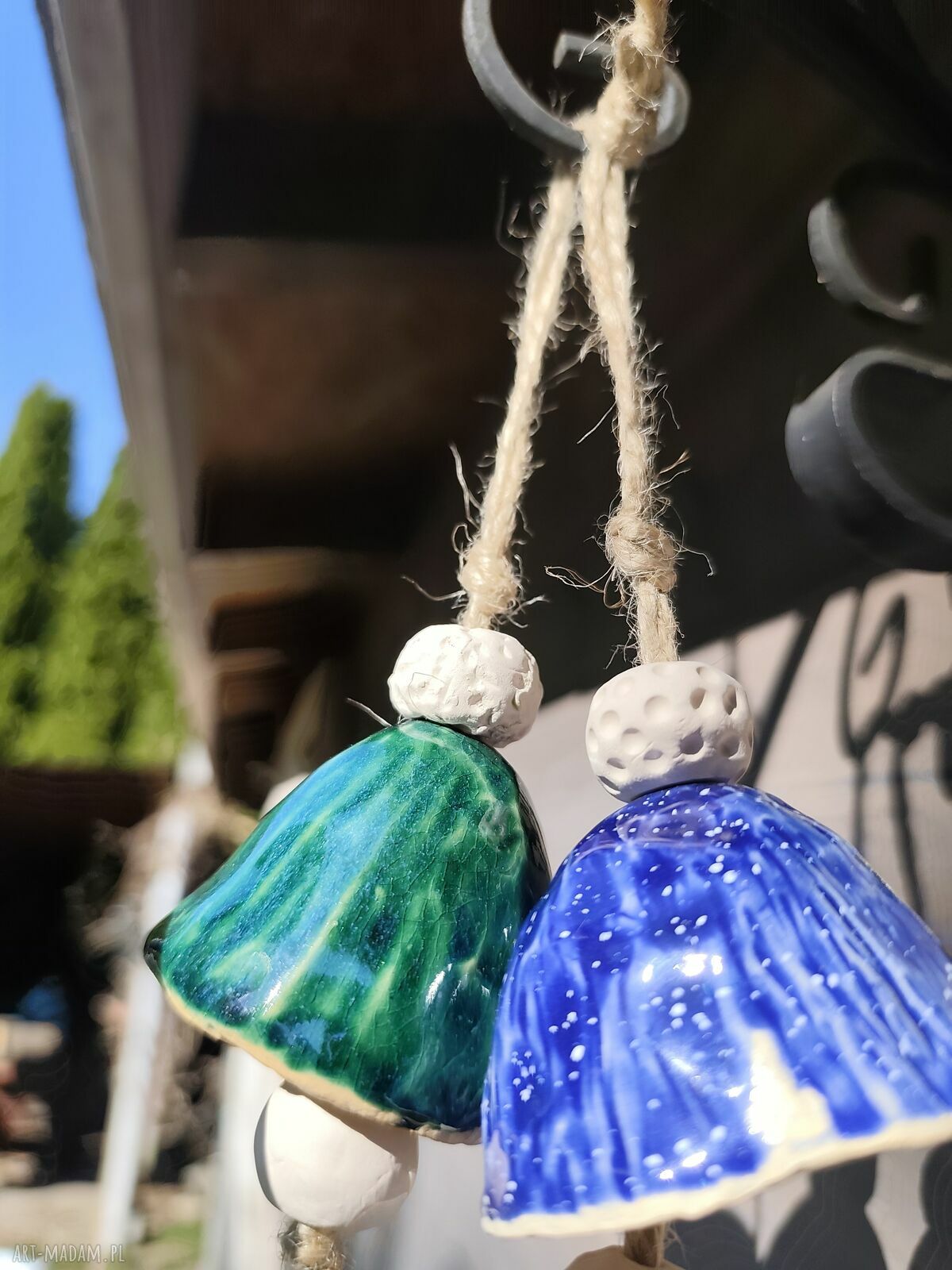 Dzwonek ceramiczny 2 szt - dekoracja na balkon i do ogrodu