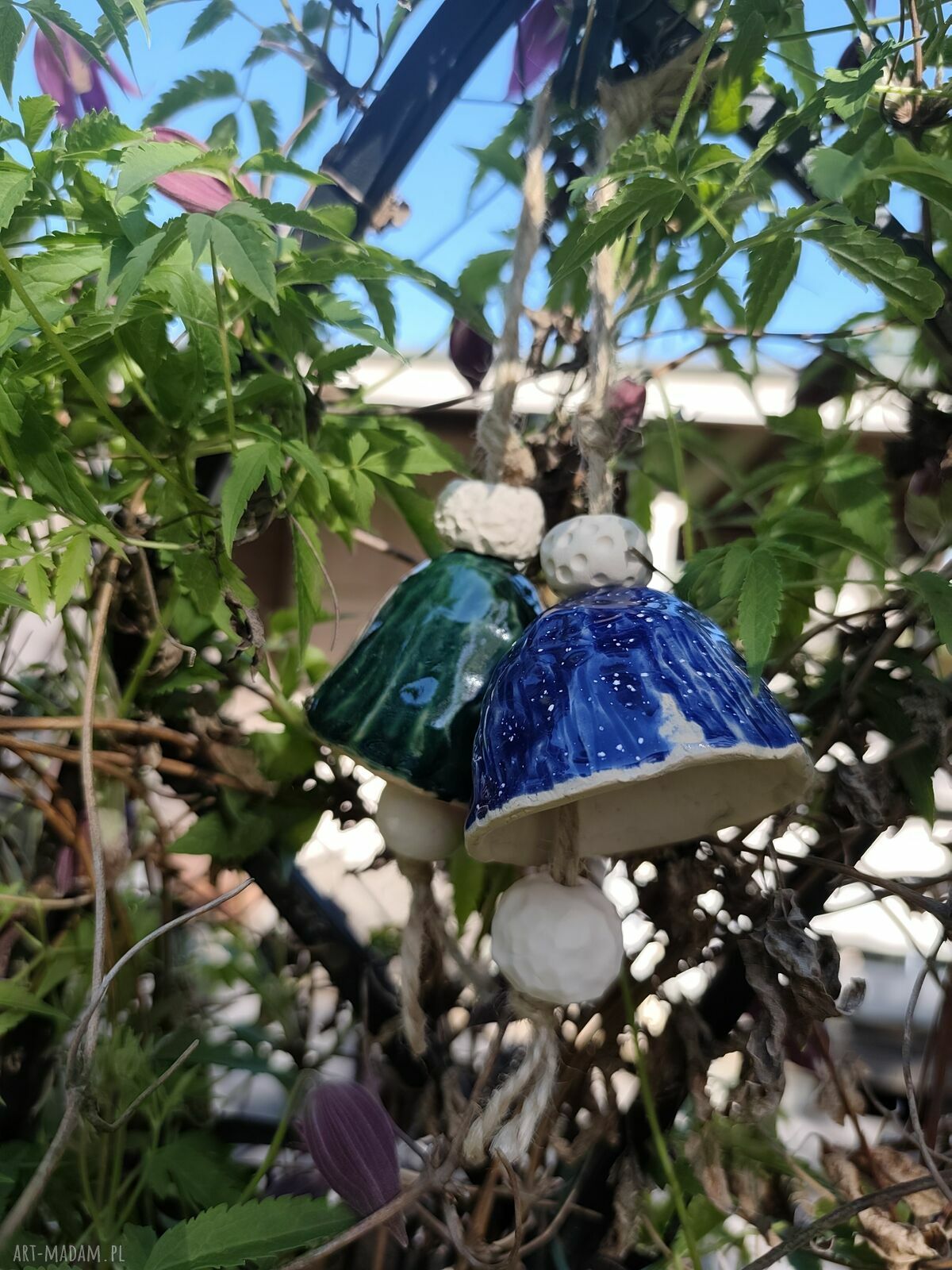 Dzwonek ceramiczny 2 szt - dekoracja na balkon i do ogrodu