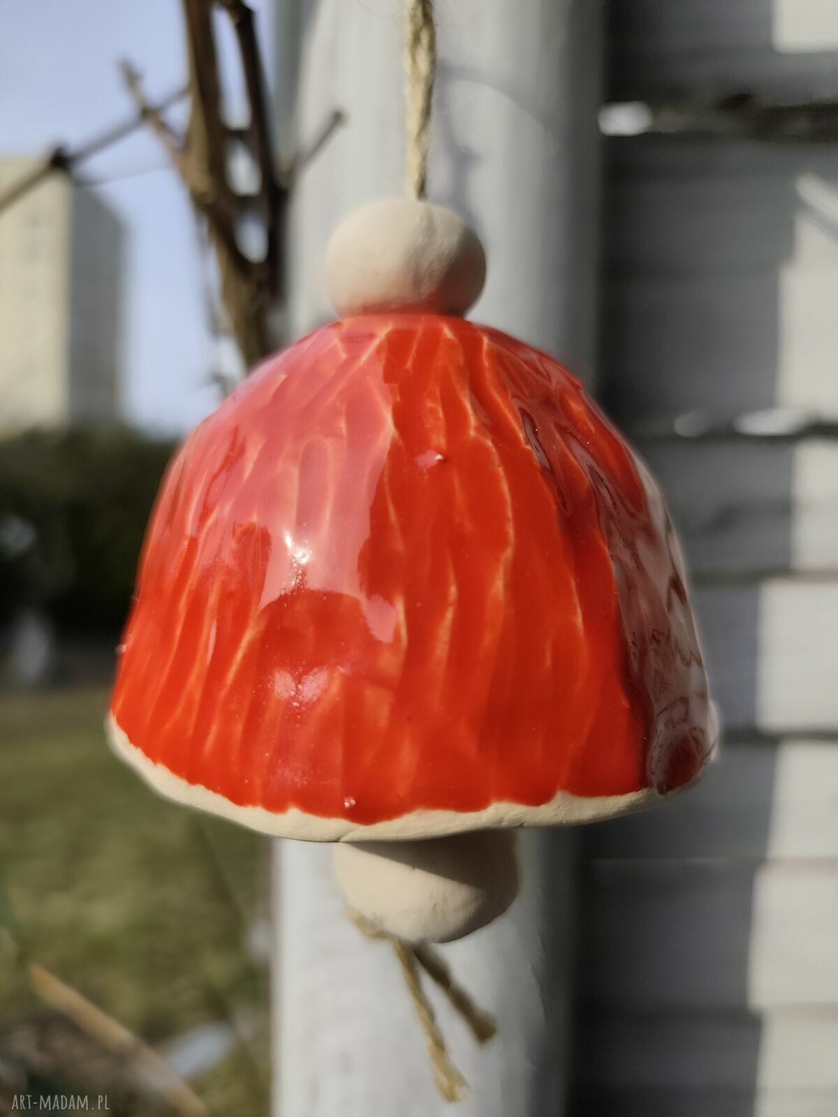 Dzwonek ceramiczny do ogrodu i na balkon - ręcznie robiony Wolna Chwila