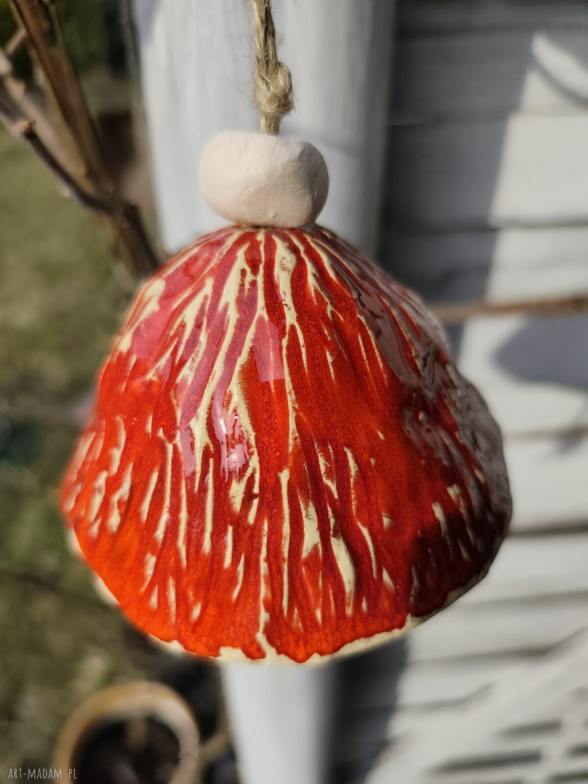 Ręcznie robiony dzwonek ceramiczny - ozdoba na balkon i do ogrodu