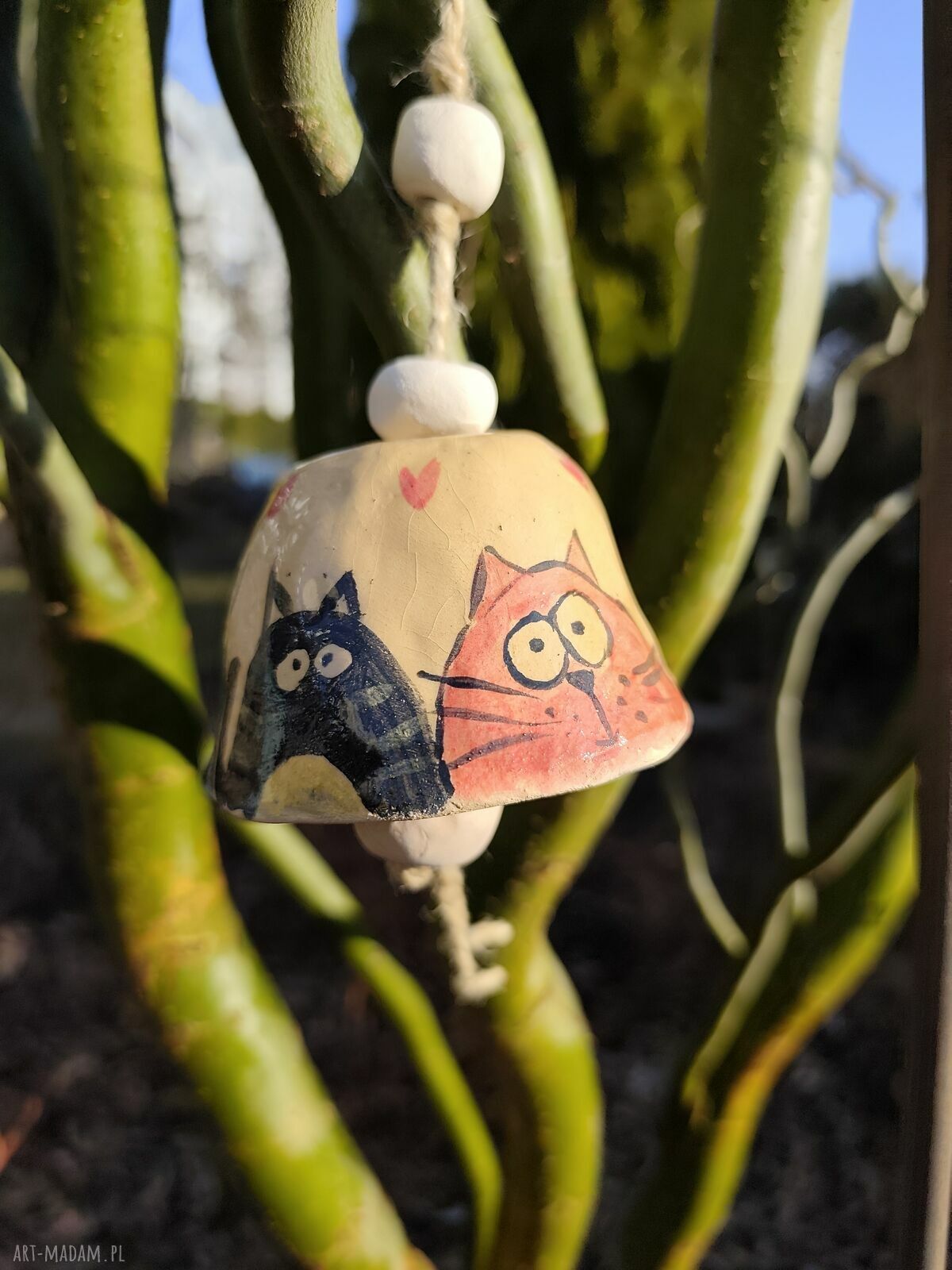 Ręcznie robiony dzwonek ceramiczny na balkon i do ogrodu