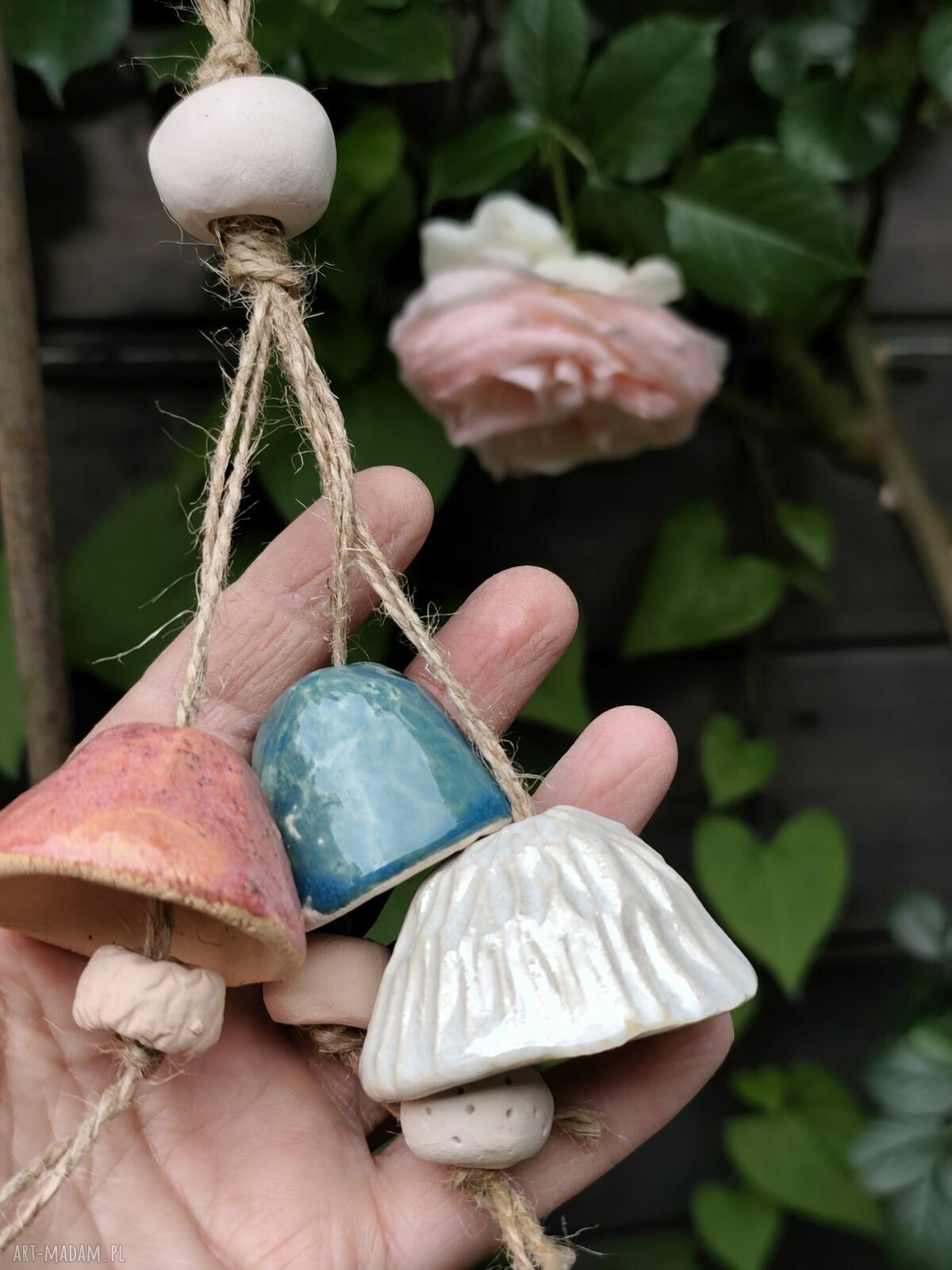 Dzwonek ceramiczny 3 szt - prezent na balkon i do ogrodu