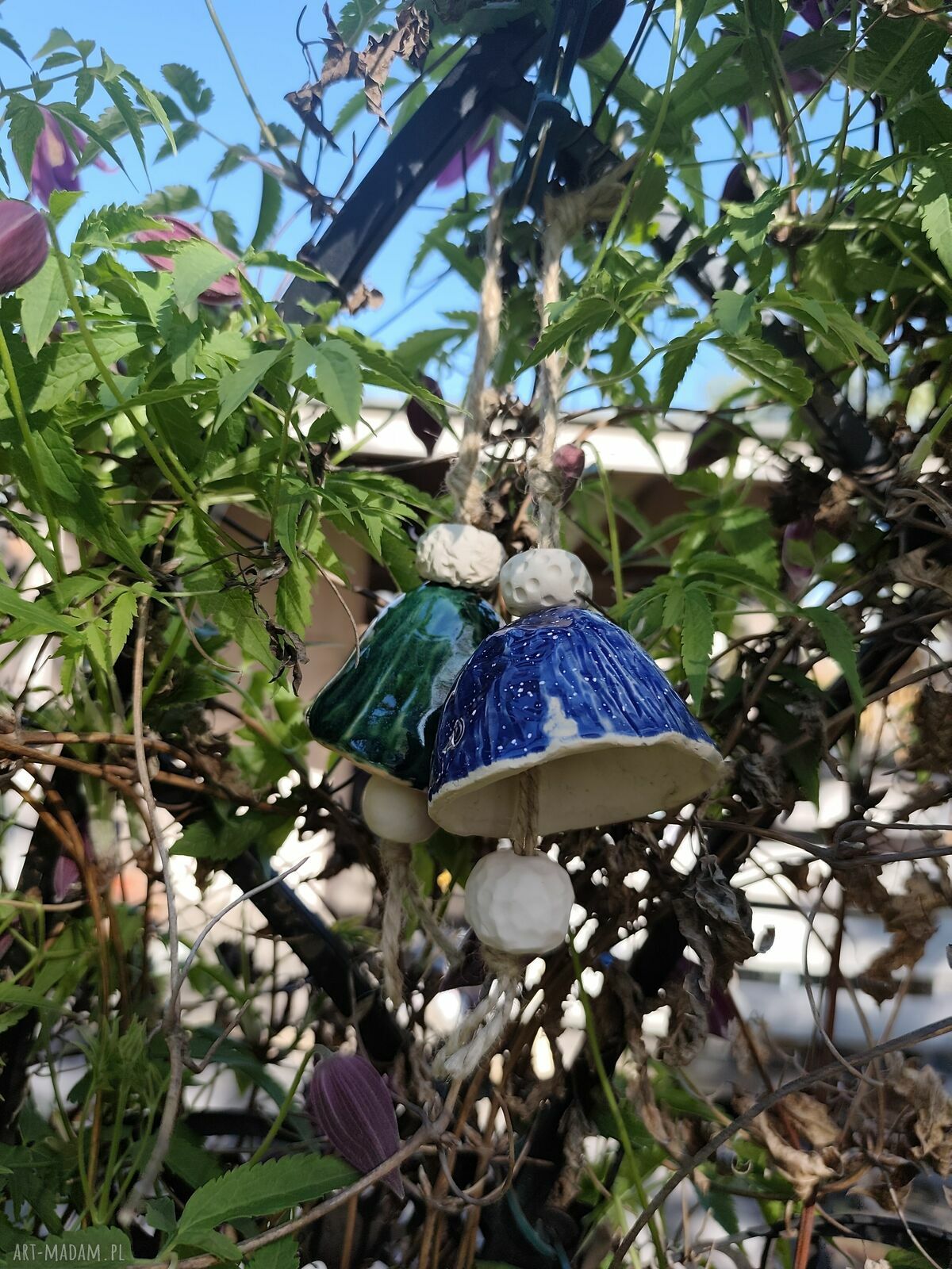 Dzwonek ceramiczny 2 szt - dekoracja na balkon i do ogrodu
