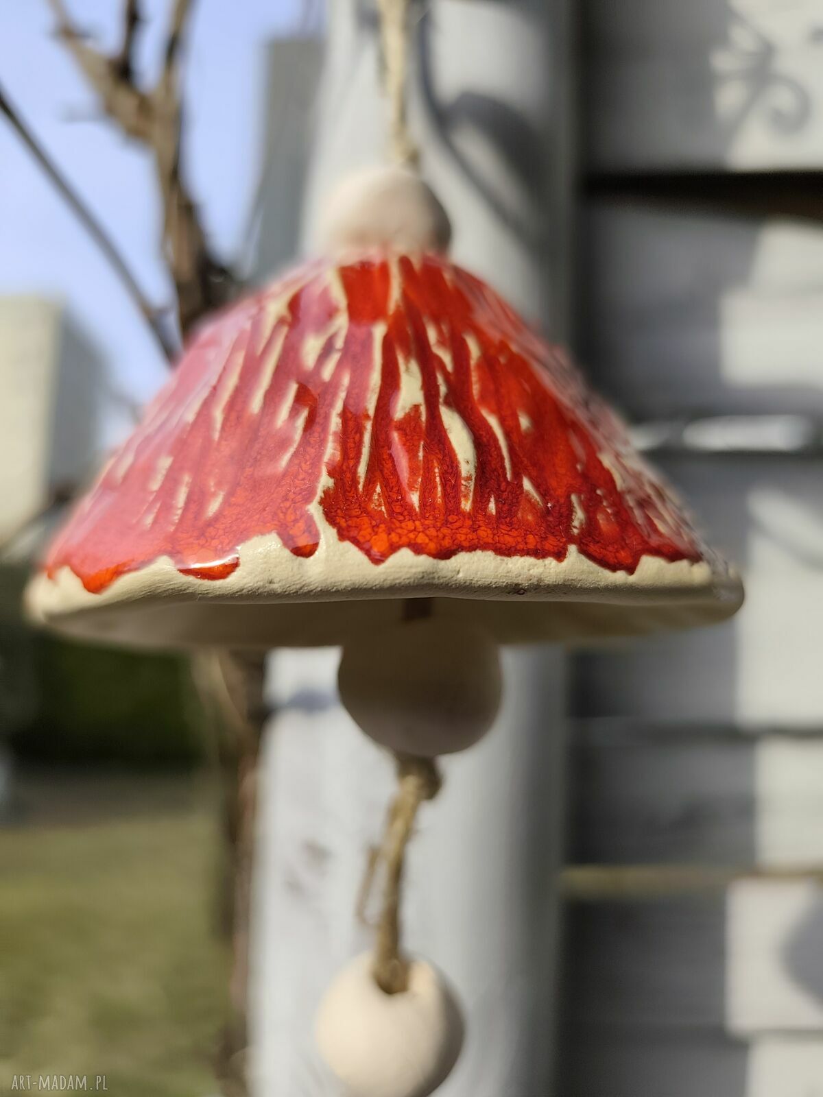 Ręcznie robiony dzwonek ceramiczny - ozdoba na balkon i do ogrodu
