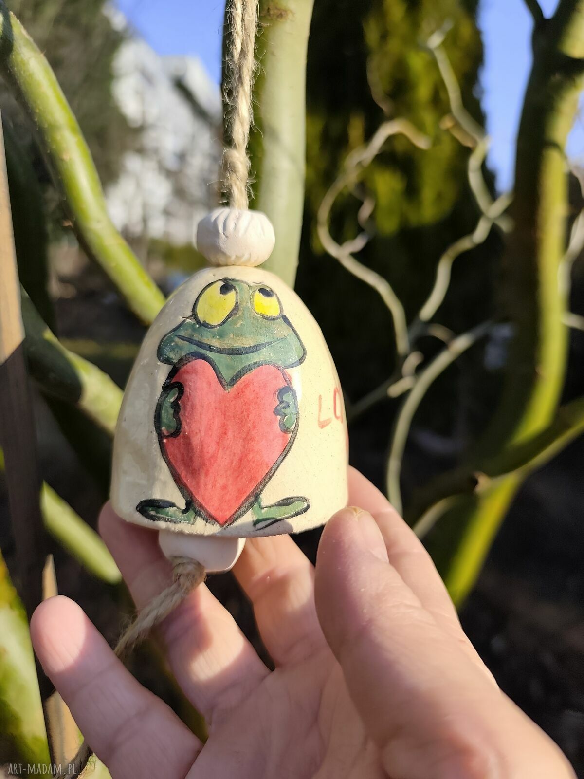Dzwonek ceramiczny handmade do ogrodu i na balkon