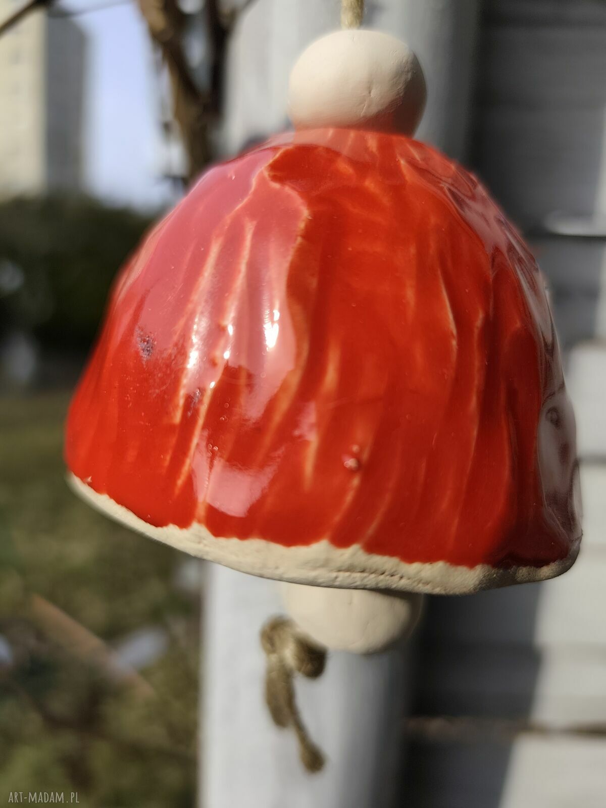 Dzwonek ceramiczny do ogrodu i na balkon - ręcznie robiony Wolna Chwila