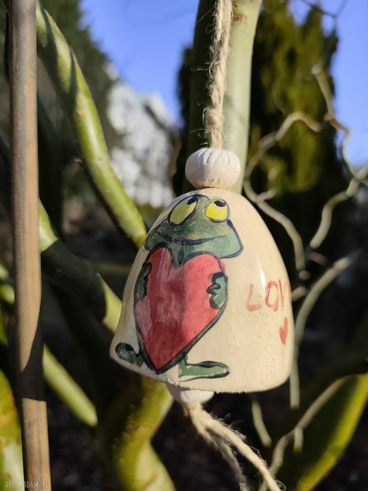 Dzwonek ceramiczny handmade do ogrodu i na balkon