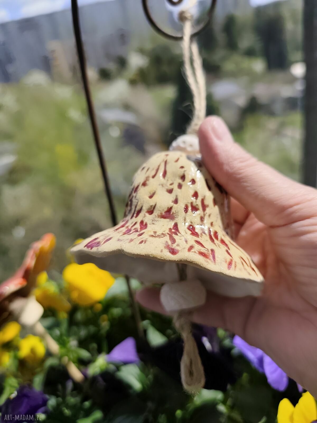 Dzwonek ceramiczny - ręcznie robiony dzwoneczek na balkon i do ogrodu