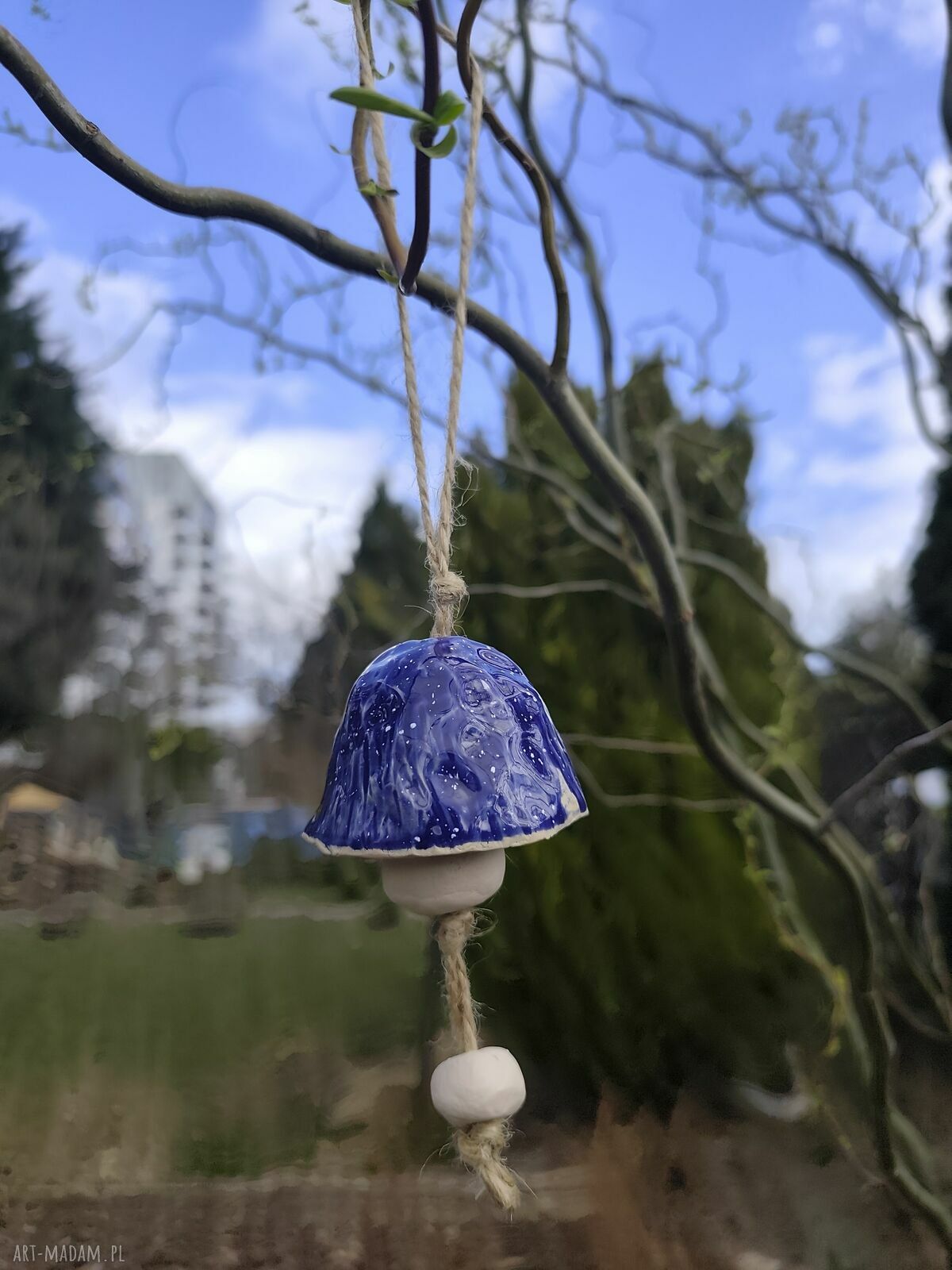Dzwonek ceramiczny Sowa - ręcznie robiony dodatek na balkon