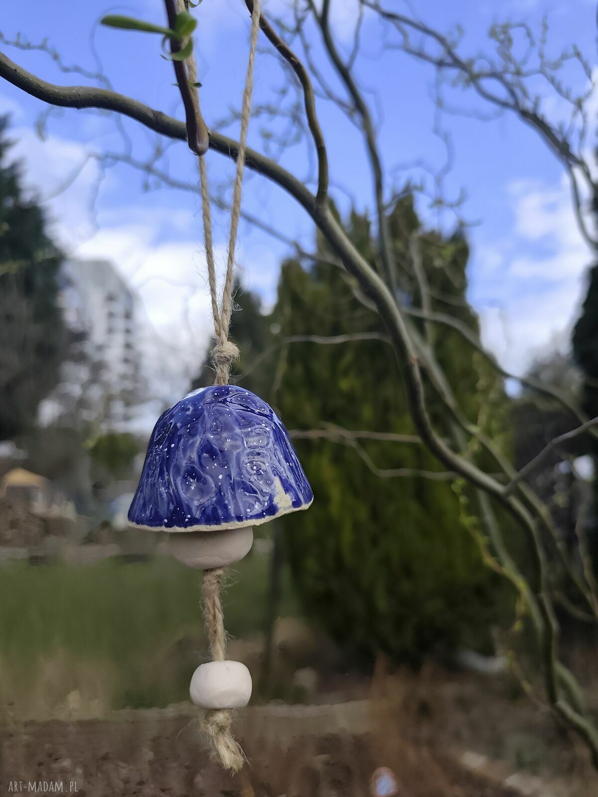 Dzwonek ceramiczny Sowa - ręcznie robiony dodatek na balkon