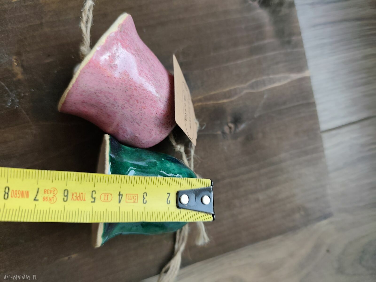 Różowe i zielone dzwonki ceramiczne na balkon - ręcznie szkliwione Wolna Chwila