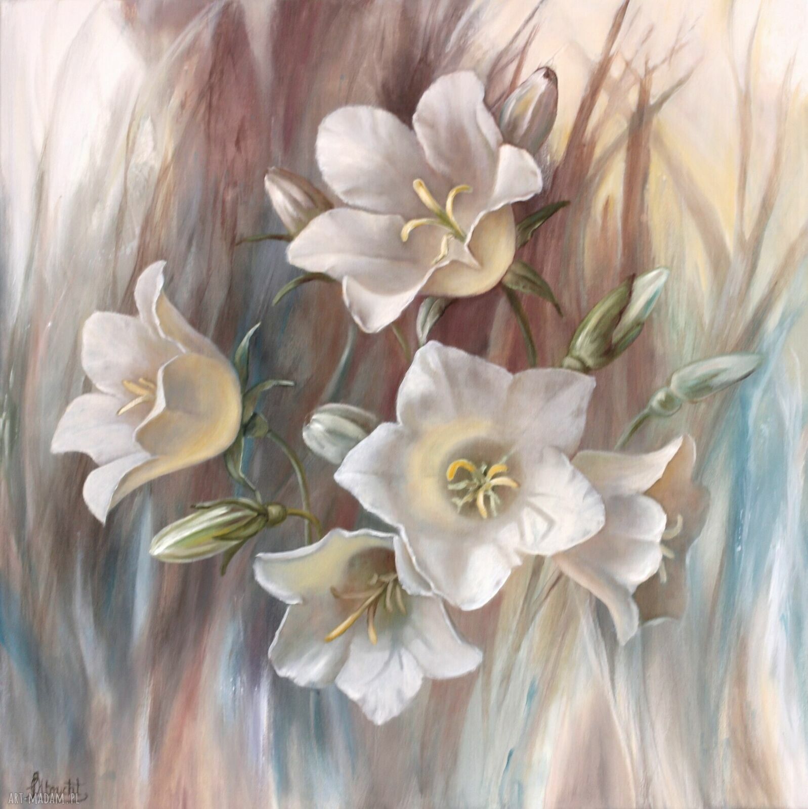 Dzwonki Impresja - obraz olejny 80x80 cm na płótnie
