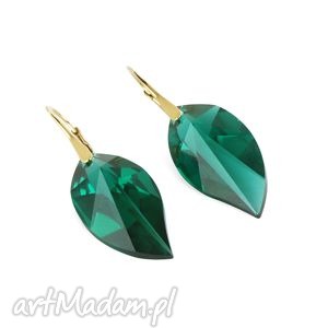 lavoga earrings - emerald swarovski leafs