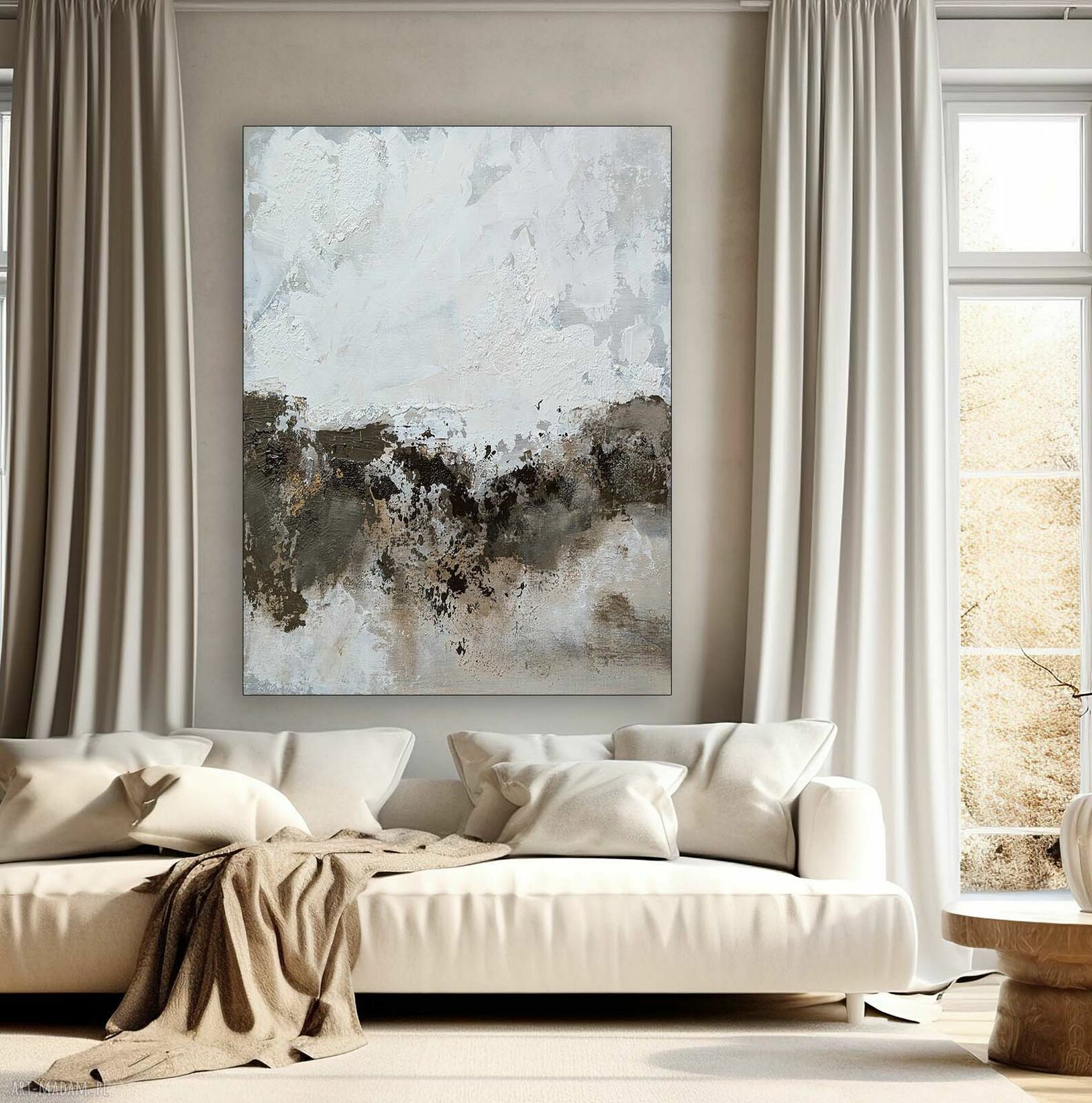 Abstrakcja Echo Ziemi - ręcznie malowany obraz 140x100 cm