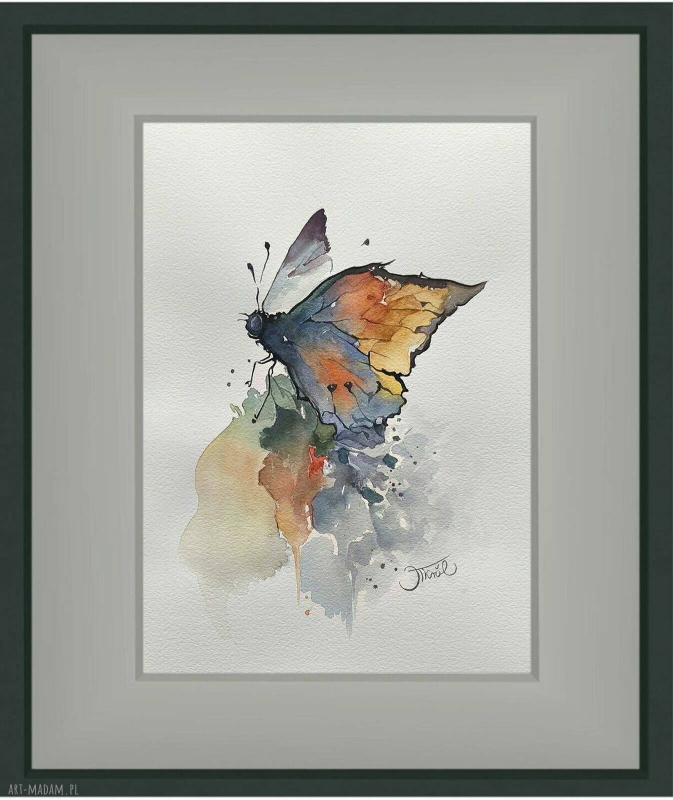 Echo skrzydeł - obraz akwarela 24x32 cm z motylami (oryginał)