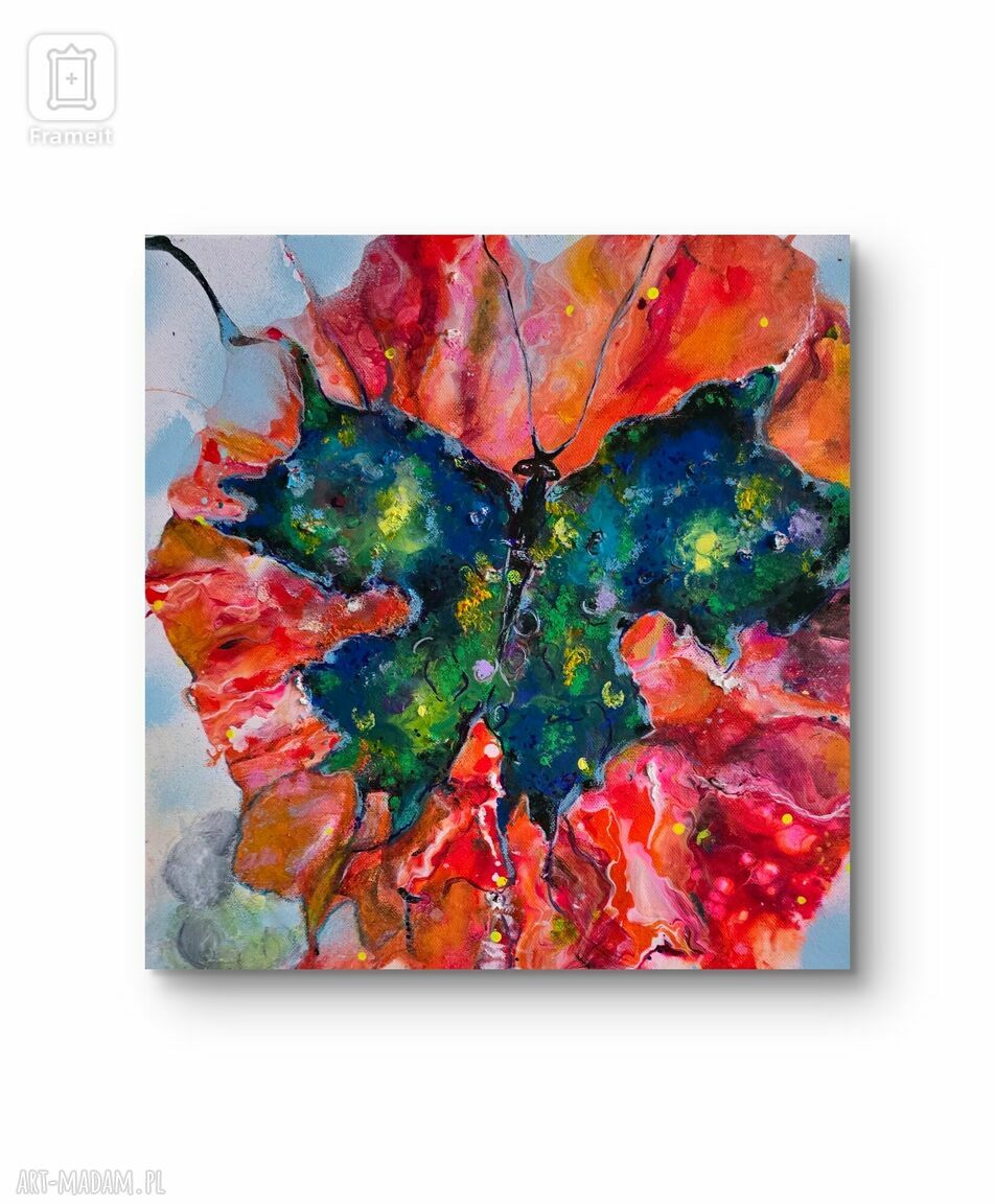 Efekt motyla 3 - ręcznie malowany obraz akrylowy 40x40 cm