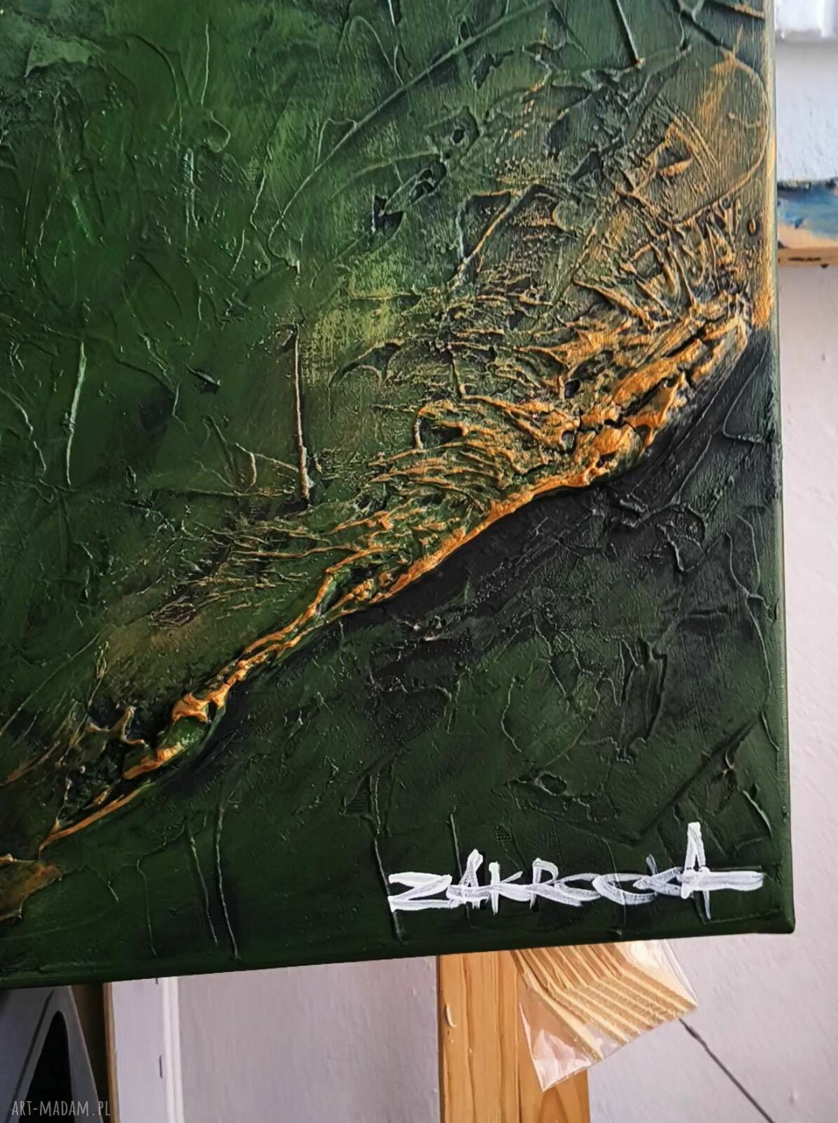 Efektowny duży obraz strukturalny abstrakcyjny płaskorzeźba 80x160 cm