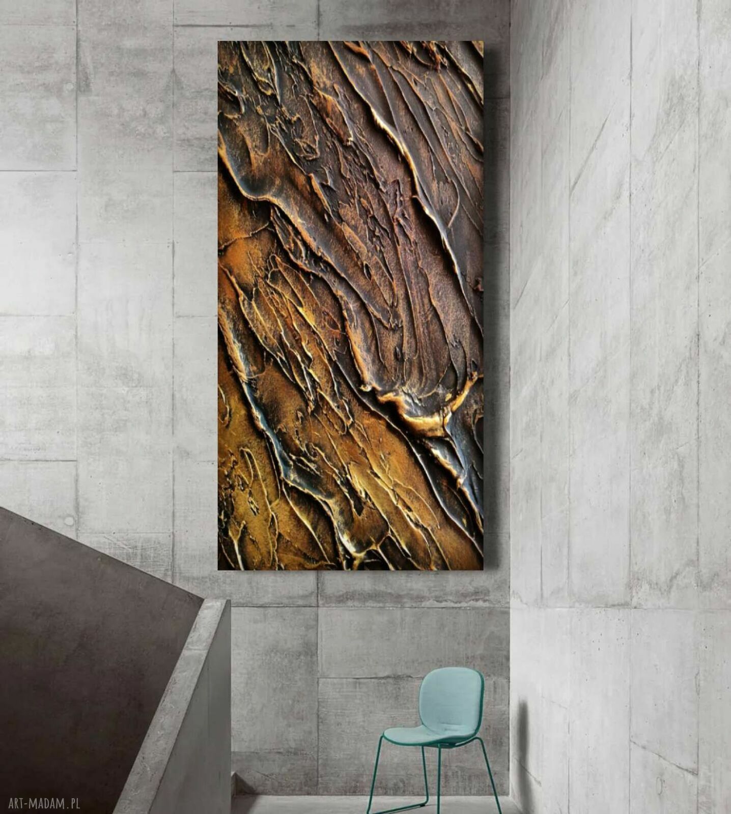 Efektowny duży obraz strukturalny 80x160 cm - abstrakcja z płaskorzeźbą