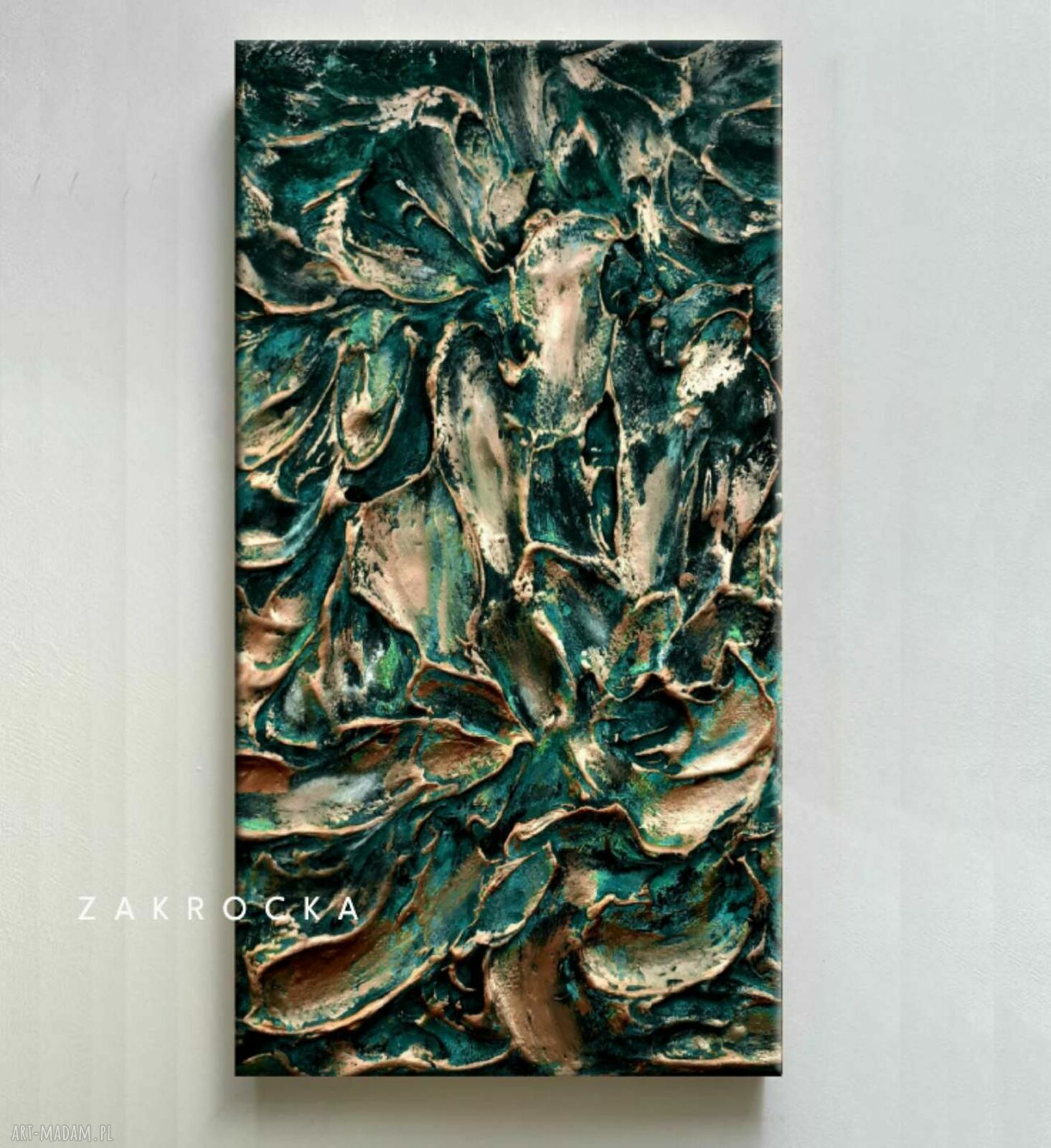 Duży obraz strukturalny abstrakcyjny 80x160 cm - płaskorzeźba