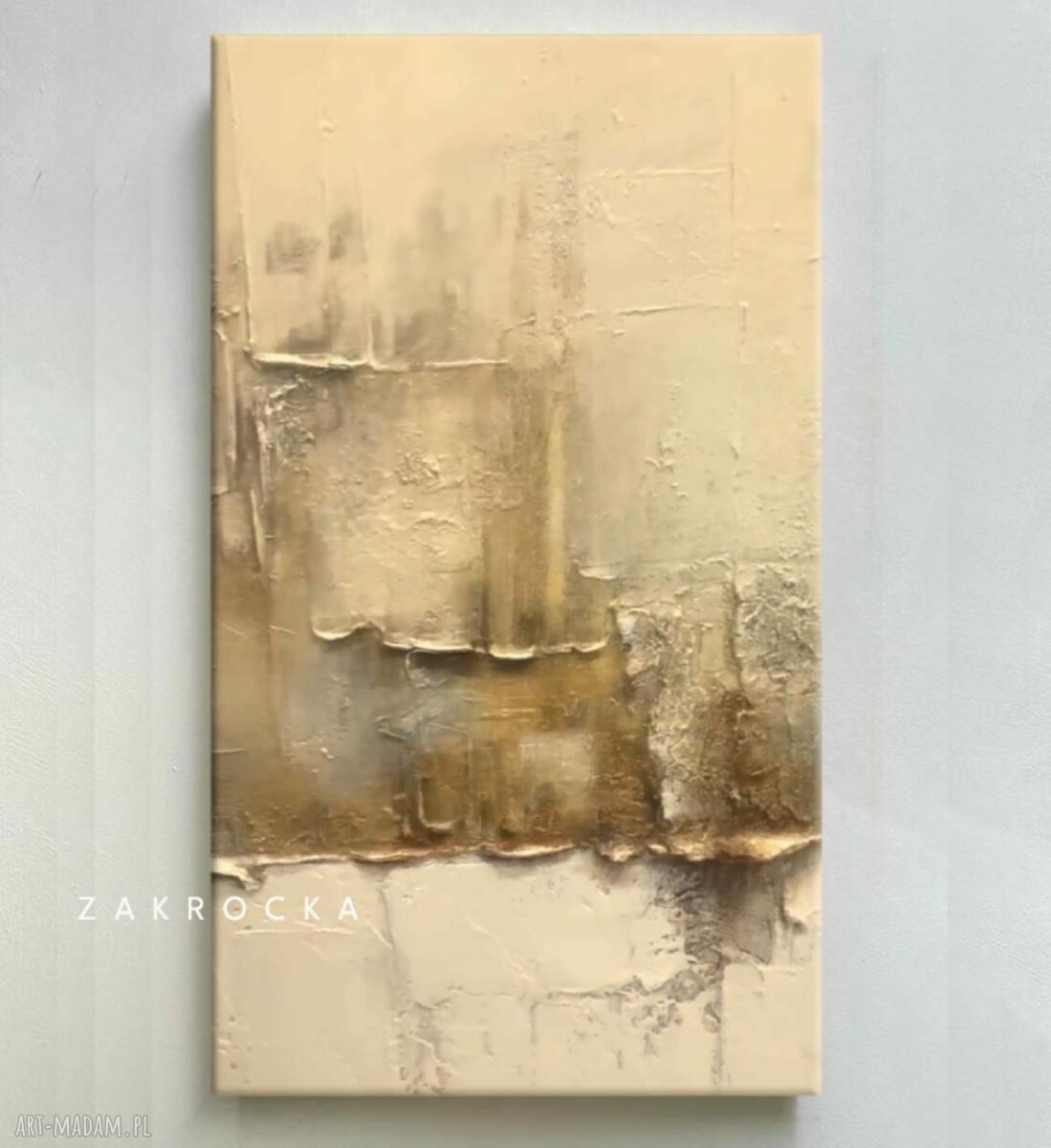 Efektowny duży obraz strukturalny abstrakcyjny płaskorzeźba 80x160 cm