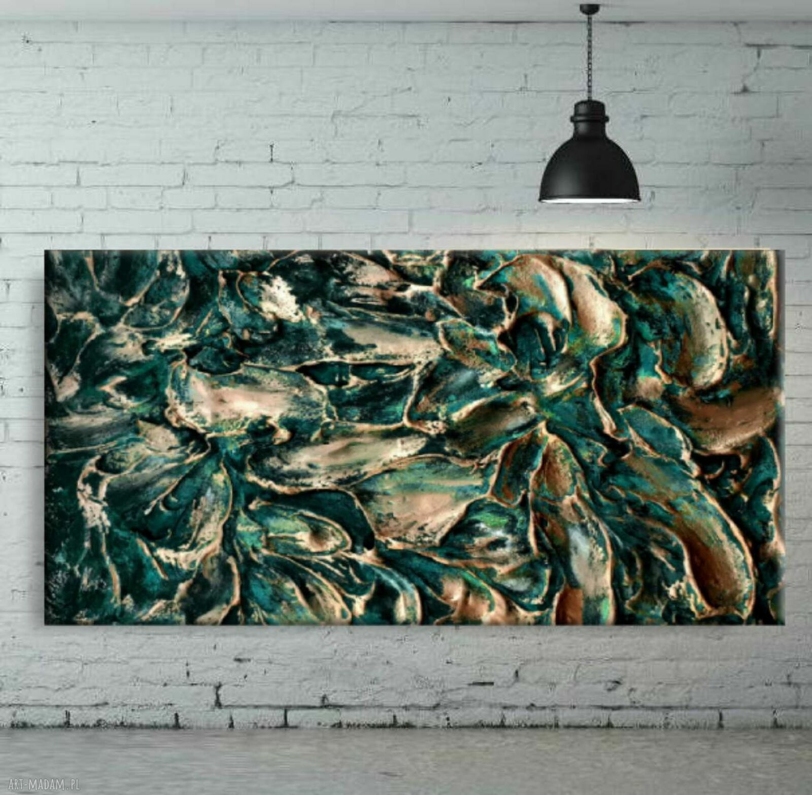 Duży obraz strukturalny abstrakcyjny 80x160 cm - płaskorzeźba