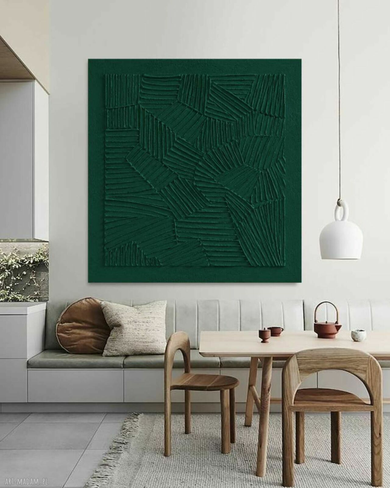 Efektowny duży obraz strukturalny abstrakcyjny - płaskorzeźba 110x110 cm