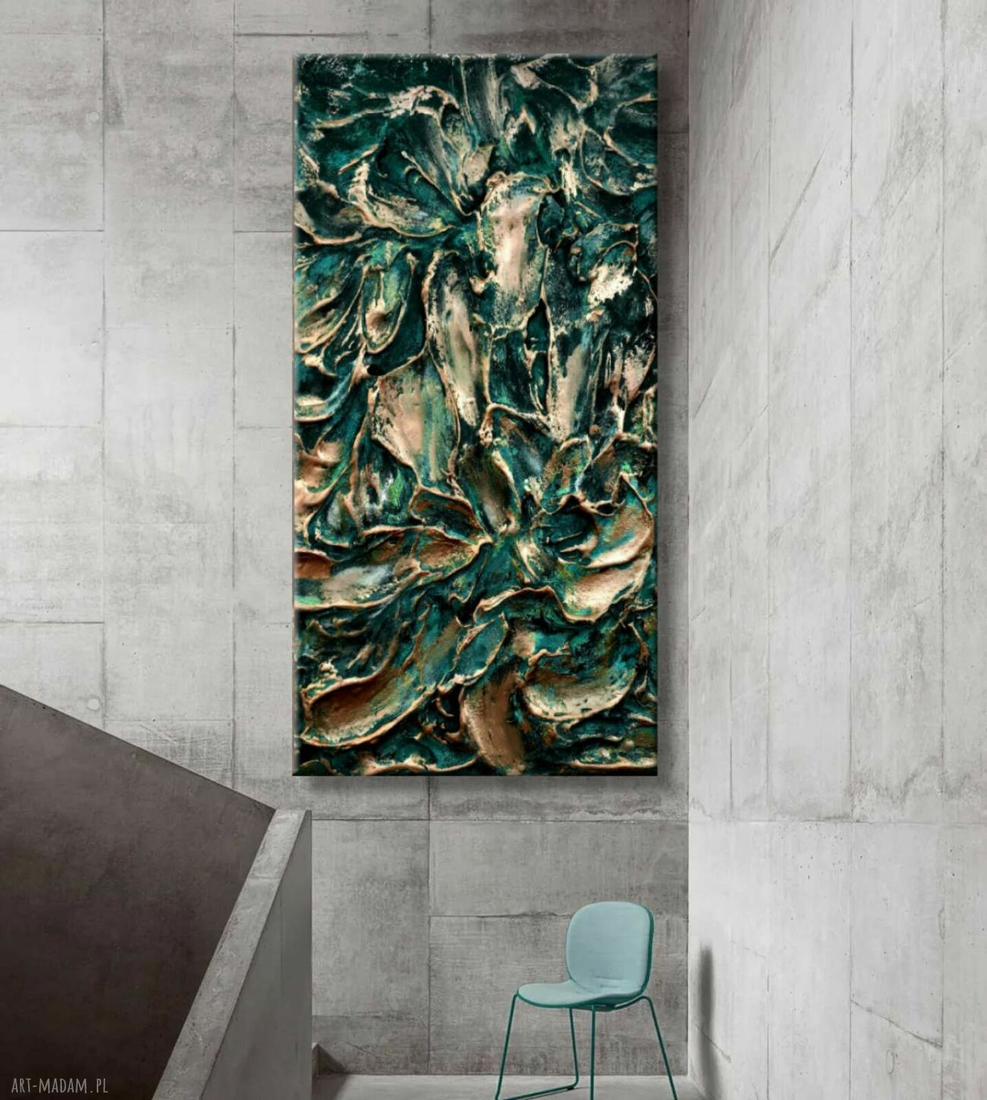 Duży obraz strukturalny abstrakcyjny 80x160 cm - płaskorzeźba