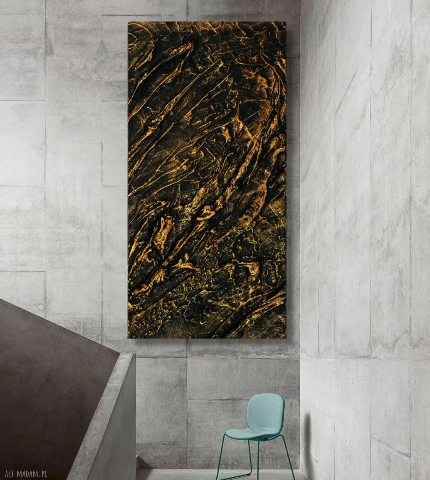 Duży obraz strukturalny 80x160 cm - abstrakcyjna płaskorzeźba z fakturą