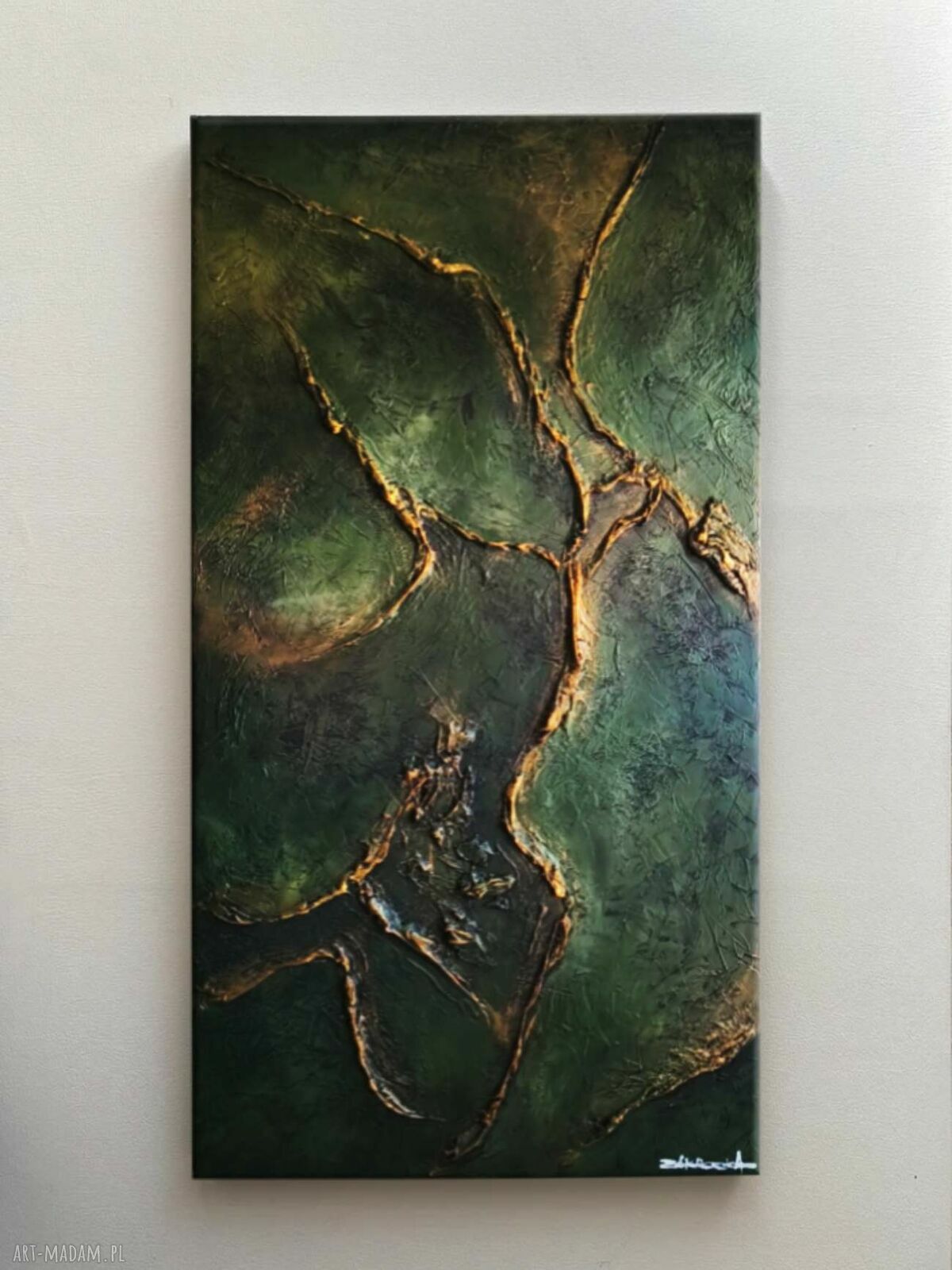 Efektowny duży obraz strukturalny abstrakcyjny płaskorzeźba 80x160 cm