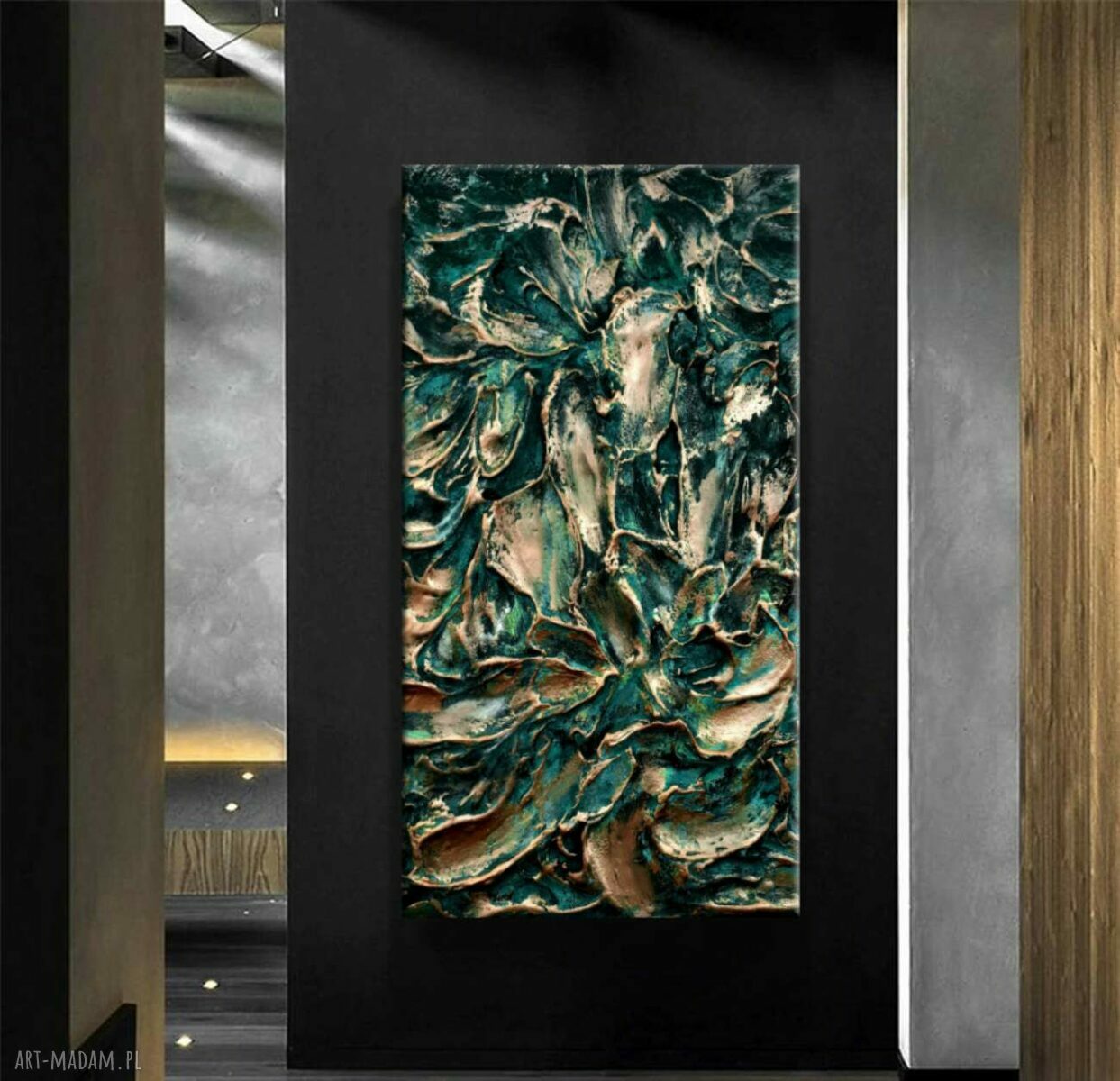 Duży obraz strukturalny abstrakcyjny 80x160 cm - płaskorzeźba