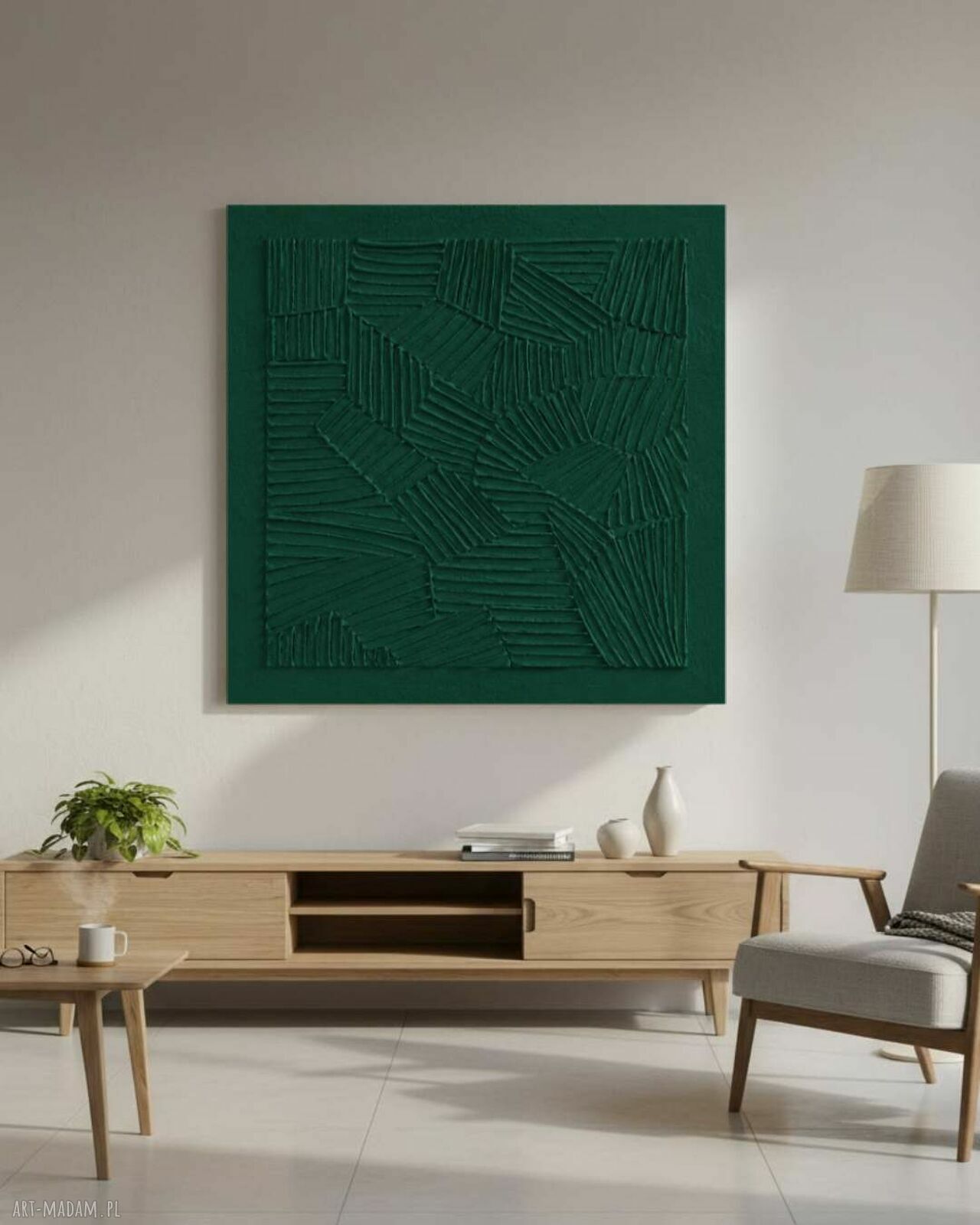 Efektowny duży obraz strukturalny abstrakcyjny - płaskorzeźba 110x110 cm