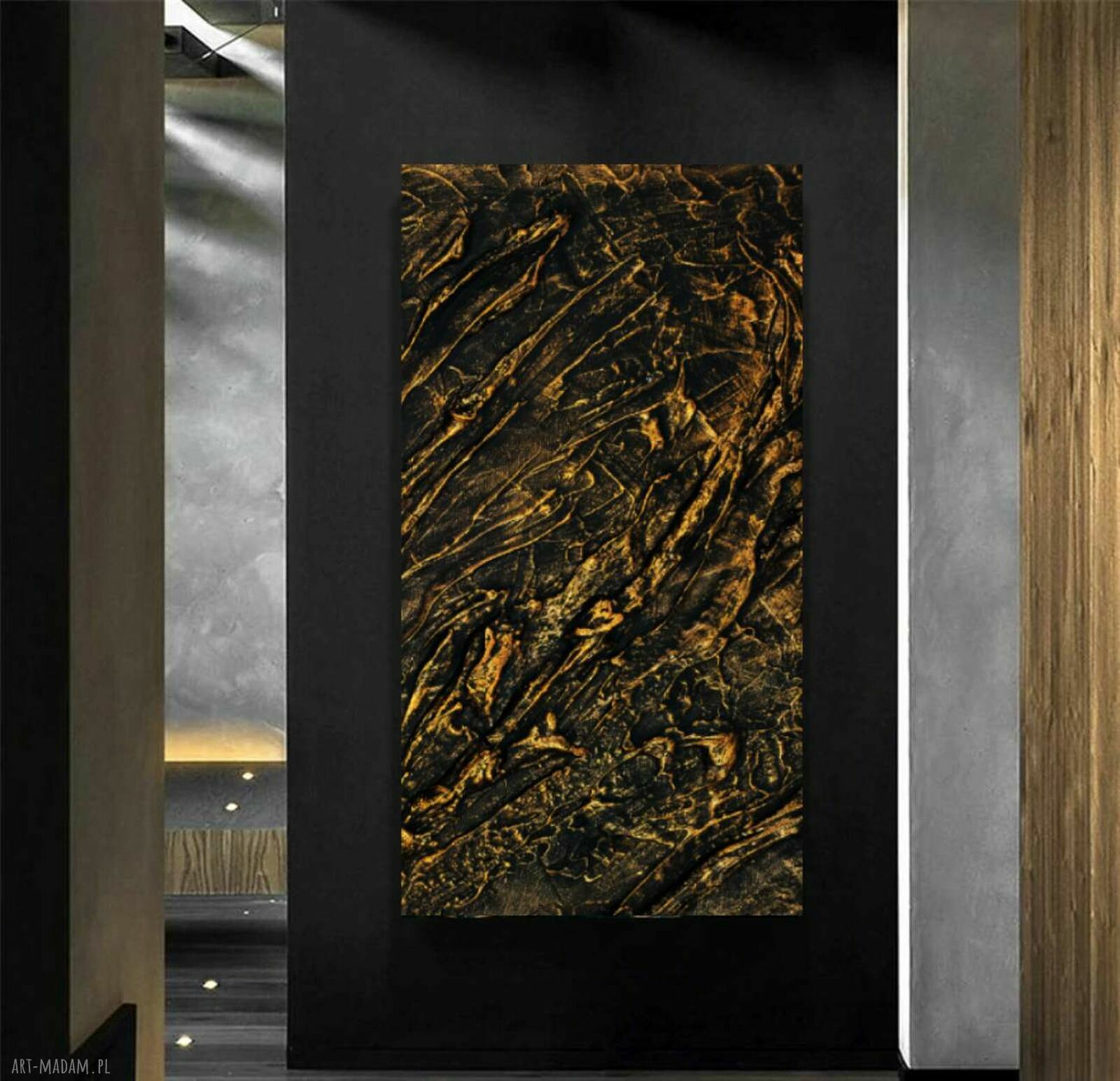 Duży obraz strukturalny 80x160 cm - abstrakcyjna płaskorzeźba z fakturą