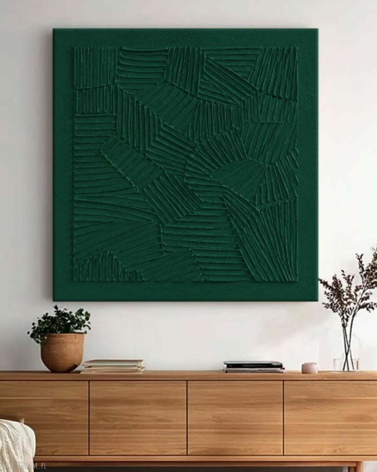 Efektowny duży obraz strukturalny abstrakcyjny - płaskorzeźba 110x110 cm