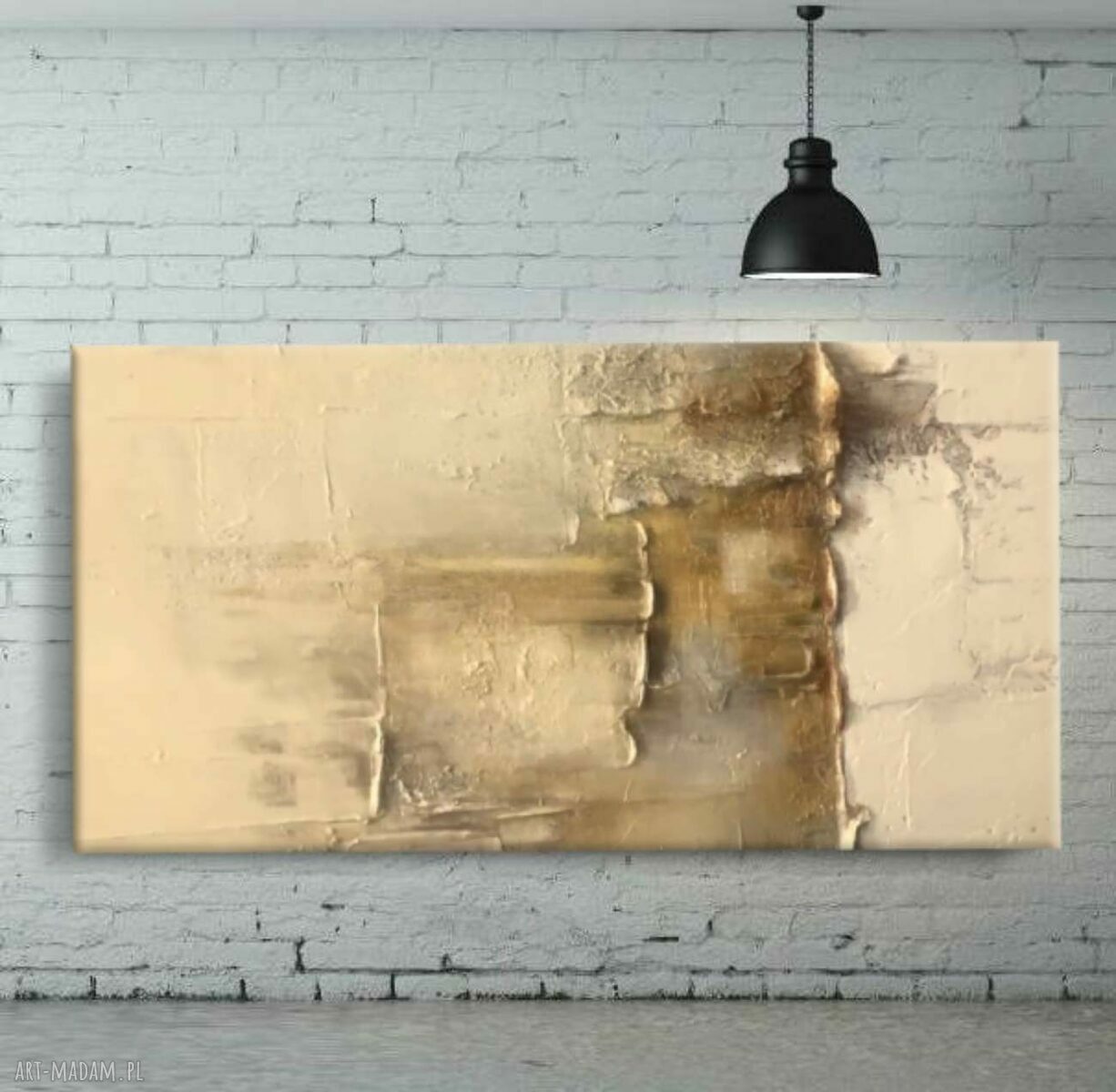 Efektowny duży obraz strukturalny abstrakcyjny płaskorzeźba 80x160 cm