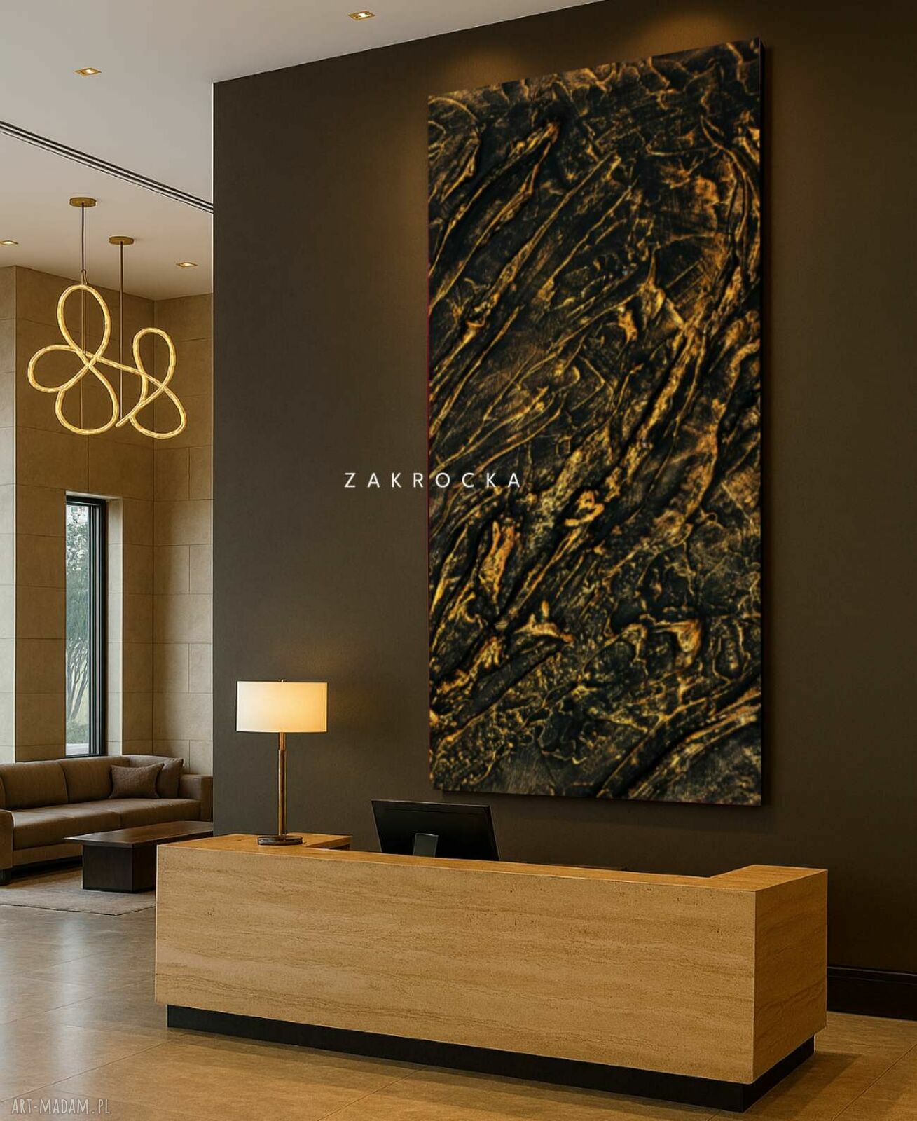 Duży obraz strukturalny 80x160 cm - abstrakcyjna płaskorzeźba z fakturą