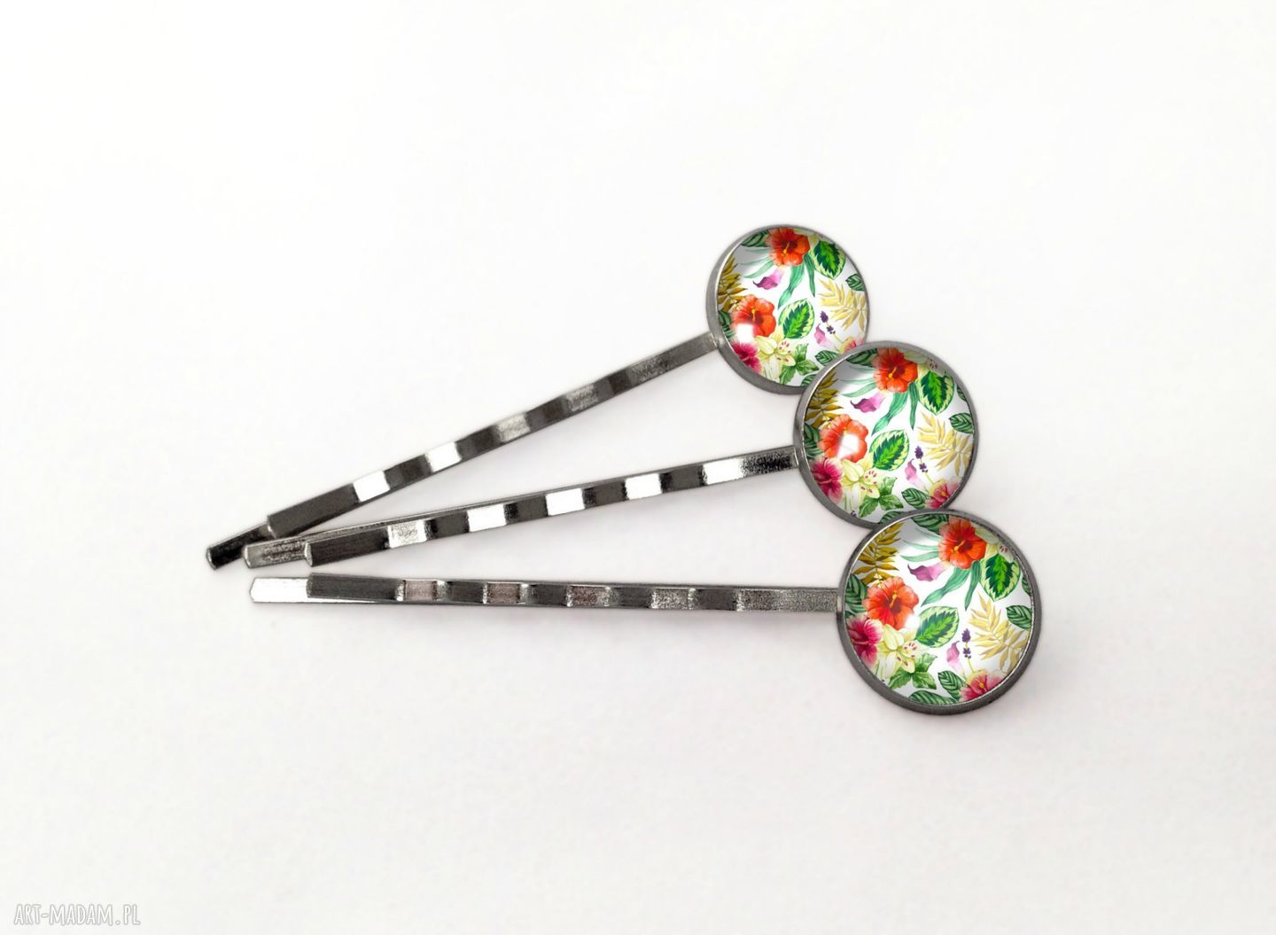 Egzotyczne kwiaty wsuwki włosów ślubne spinki komplet trzech