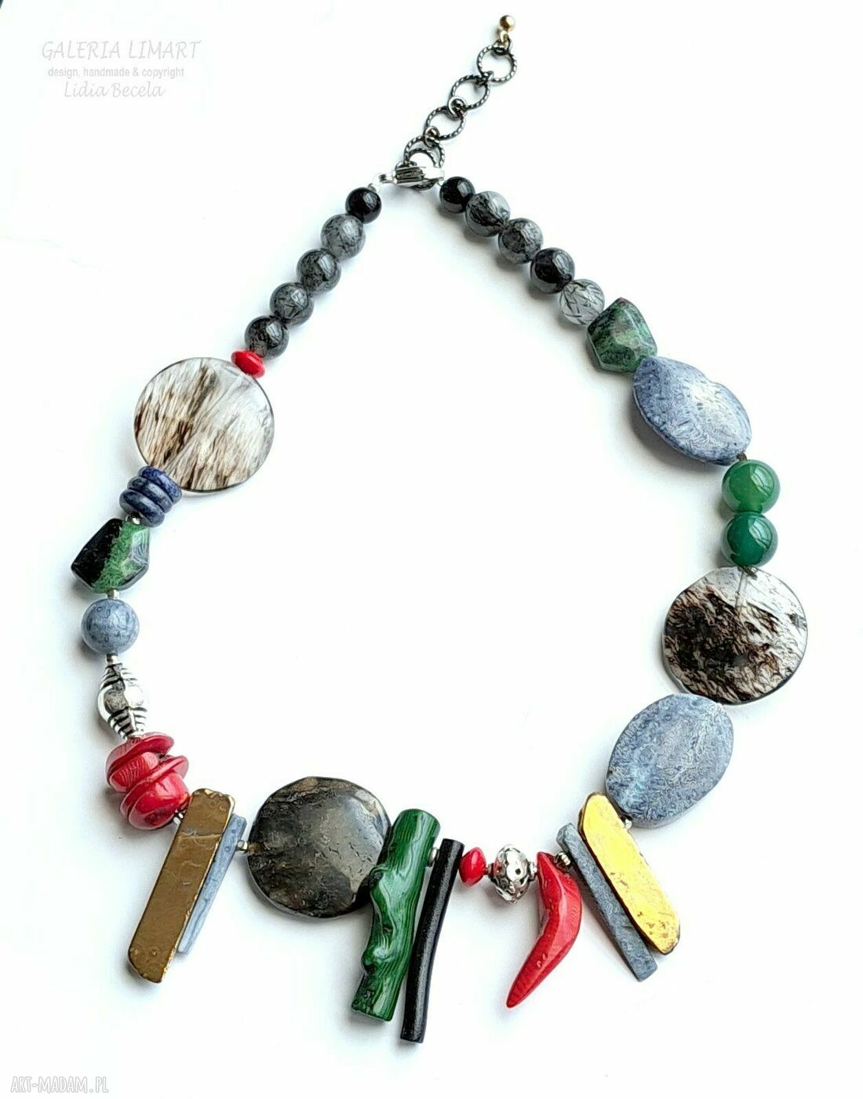 Eklektyczny naszyjnik z kamieni naturalnych - unikatowa biżuteria handmade