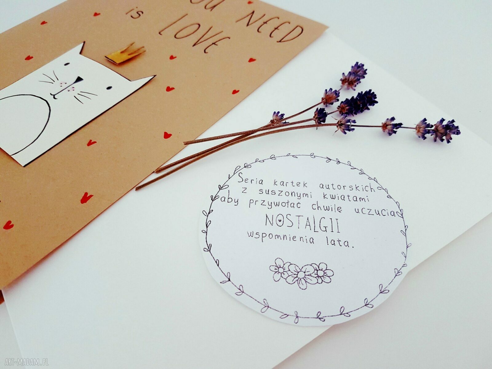 eko kartka z suszonym kwiatem handmade