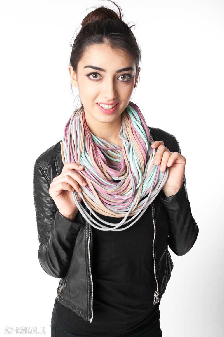 kominy: naszyjnik dzianinowy pastelowy 5 Ręcznie zrobione