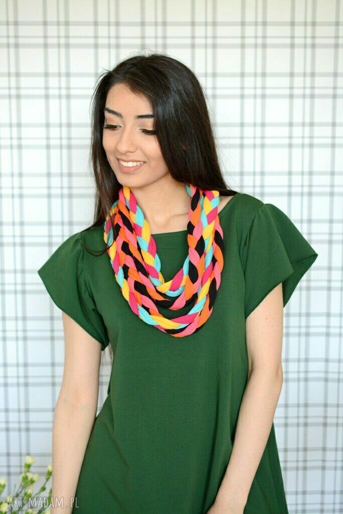 naszyjniki: naszyjnik warkocz color sheyk 3 Ręczne wykonanie