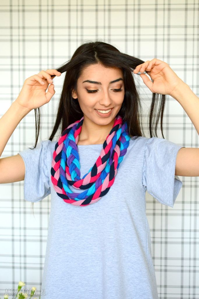 naszyjniki: naszyjnik warkocz color sheyk 6 ręcznie wykonane