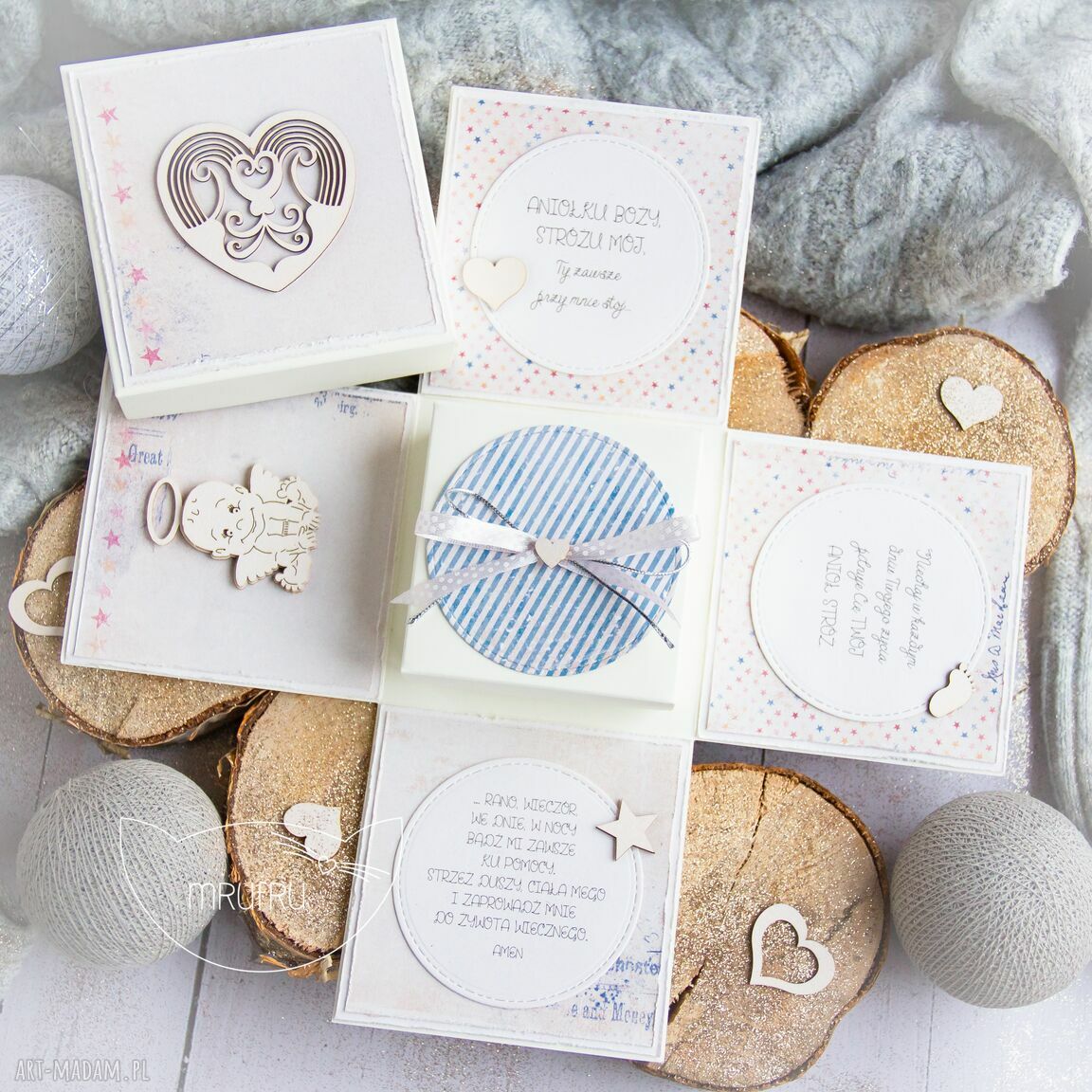 Eksplodujące pudełeczko anioŁek strÓŻ narodziny chrzest roczek