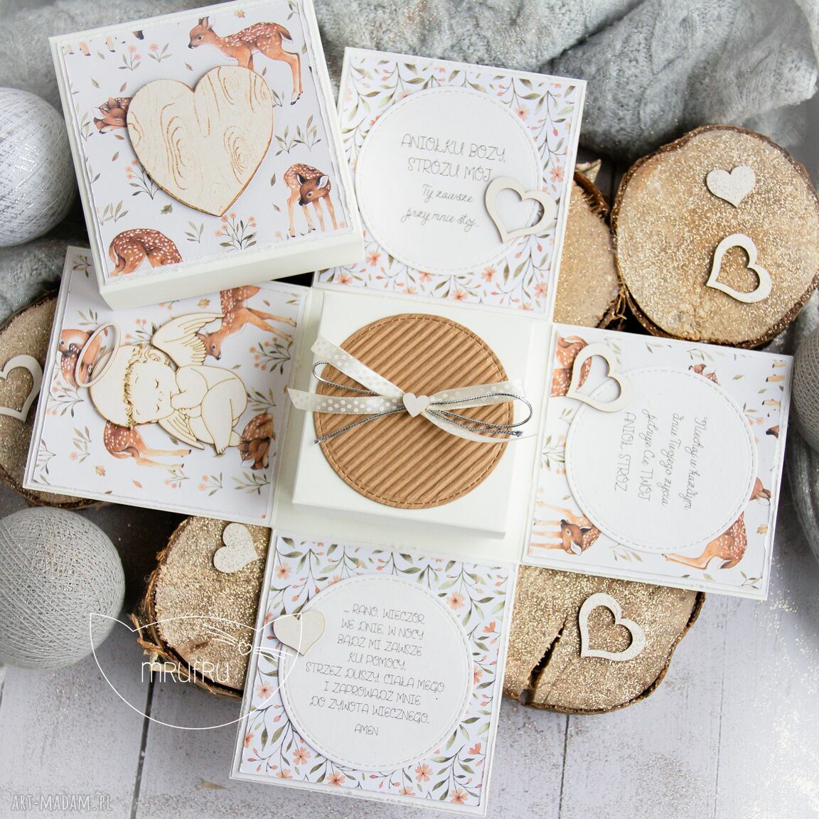 Eksplodujące pudełeczko anioŁek strÓŻ otoczeniu leśnych