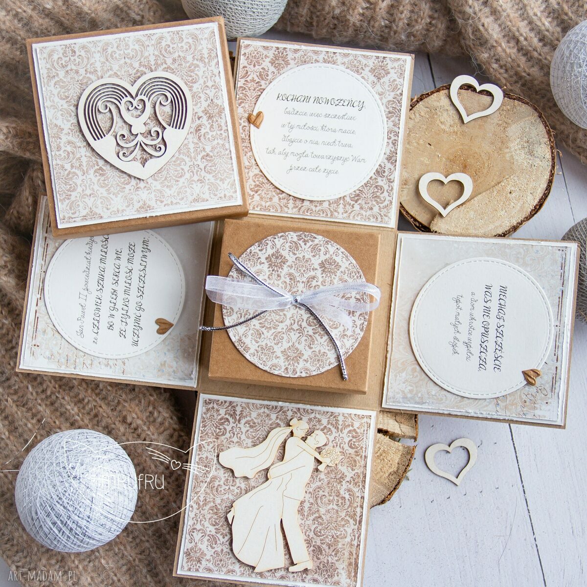 Eksplodujące pudełeczko podarek okazji Ślubu personalizacja