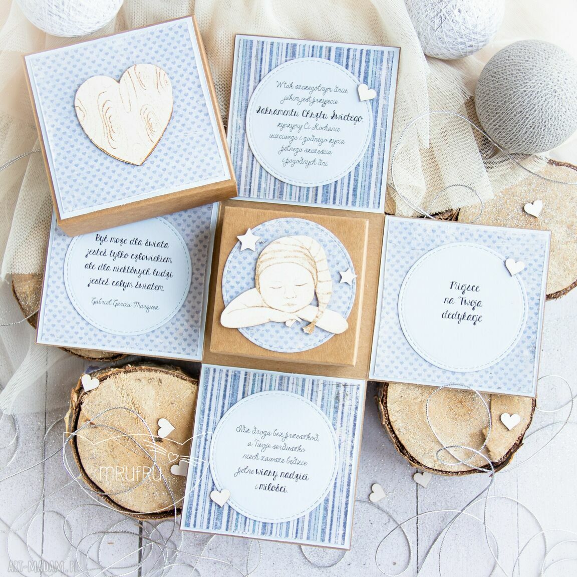 Eksplodujące pudełeczko okazji chrztu ŚwiĘtego własna dedykacja