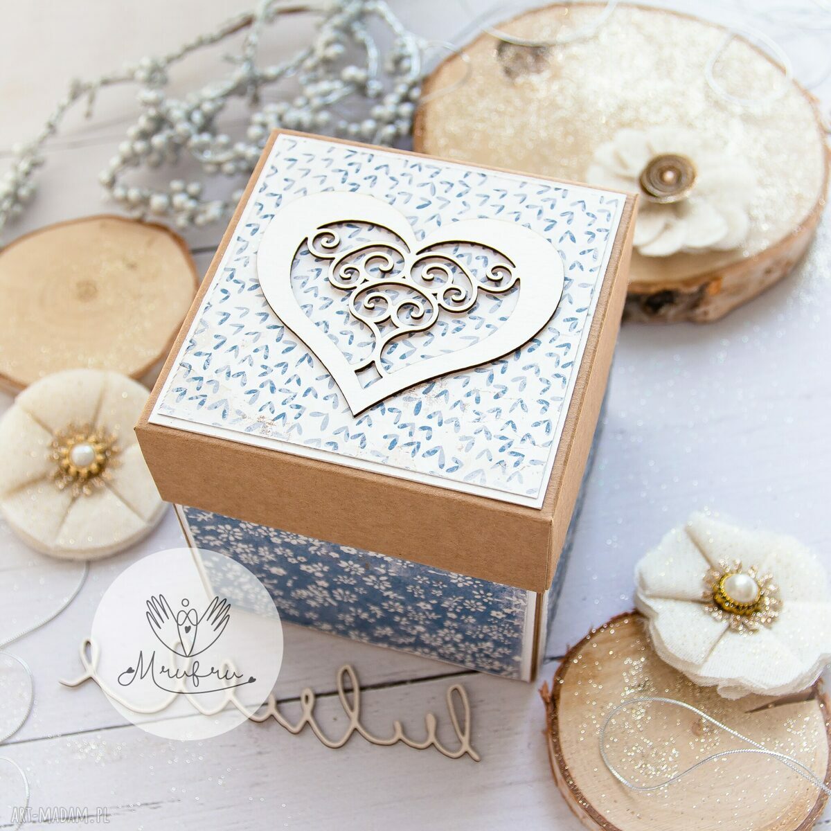 Eksplodujące pudełko ślubne. Piękna, personalizowana pamiątka w dniu ślubu. handmade
