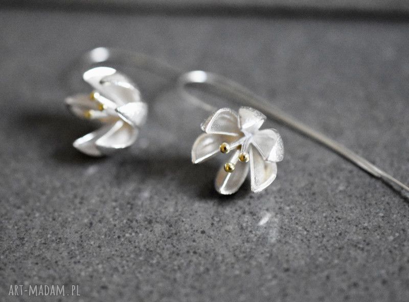 kolczyki: 925 srebrne kolczyki Kwiaty Ręcznie wykonane